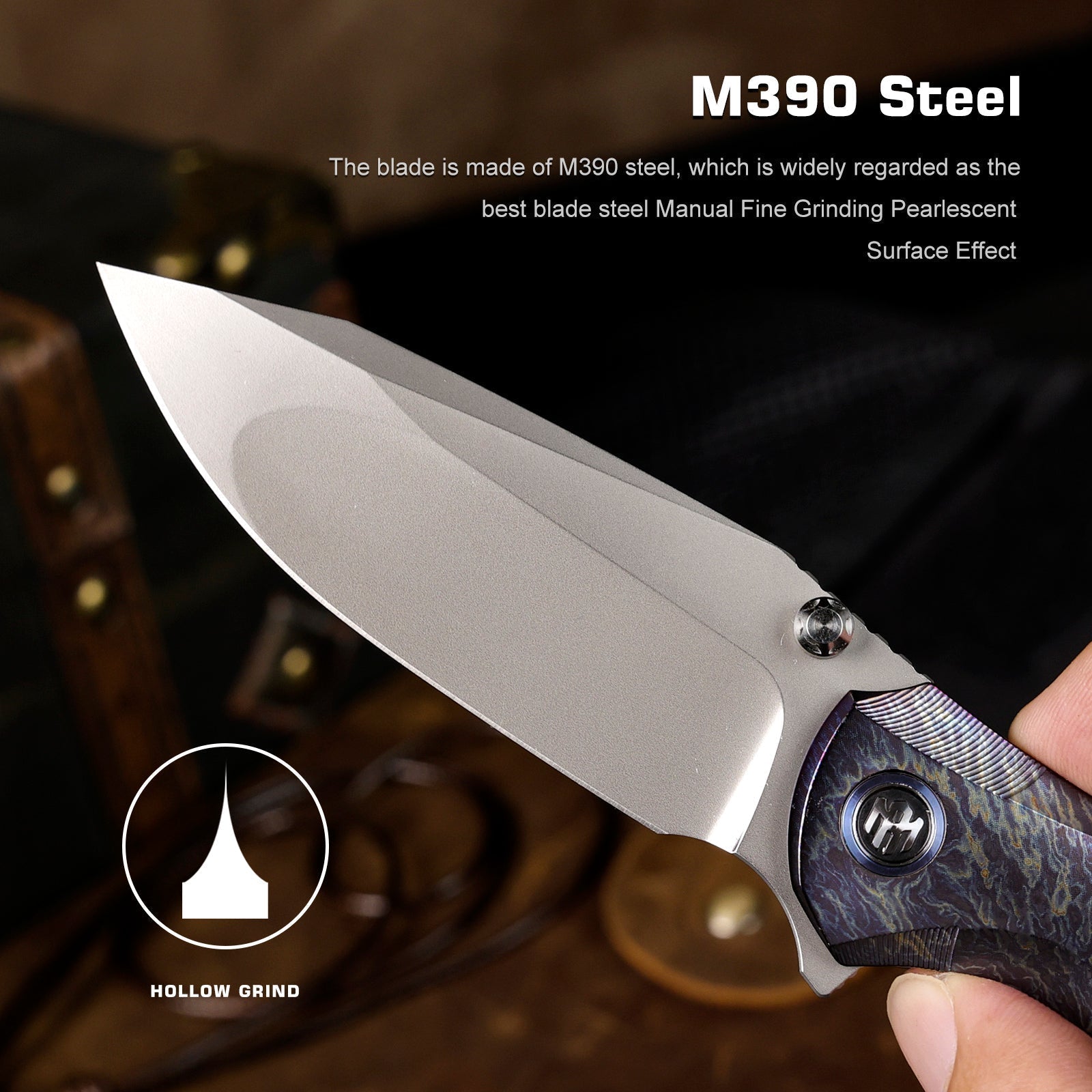Remette RT-Cool Whale RTCL-T3 closed view – lighting anodized titanium handle