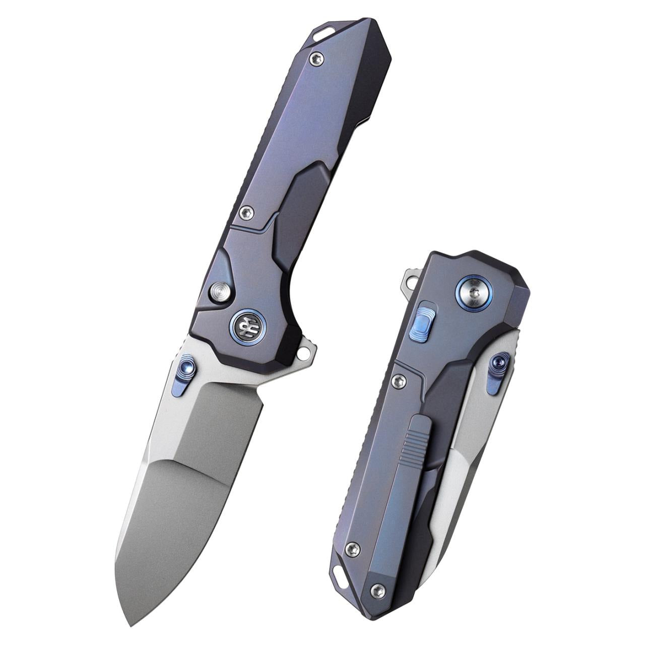 Remette RT-Cosmic RTCO-TB – 2.76″ M390 drop point, blue anodized titanium folding knife