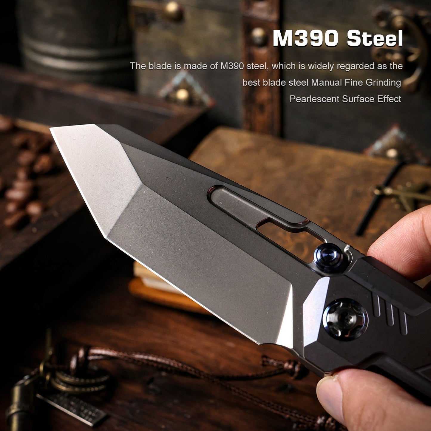 Remette RT-Cool Leopard RTKS-L open position showing M390 reverse tanto blade