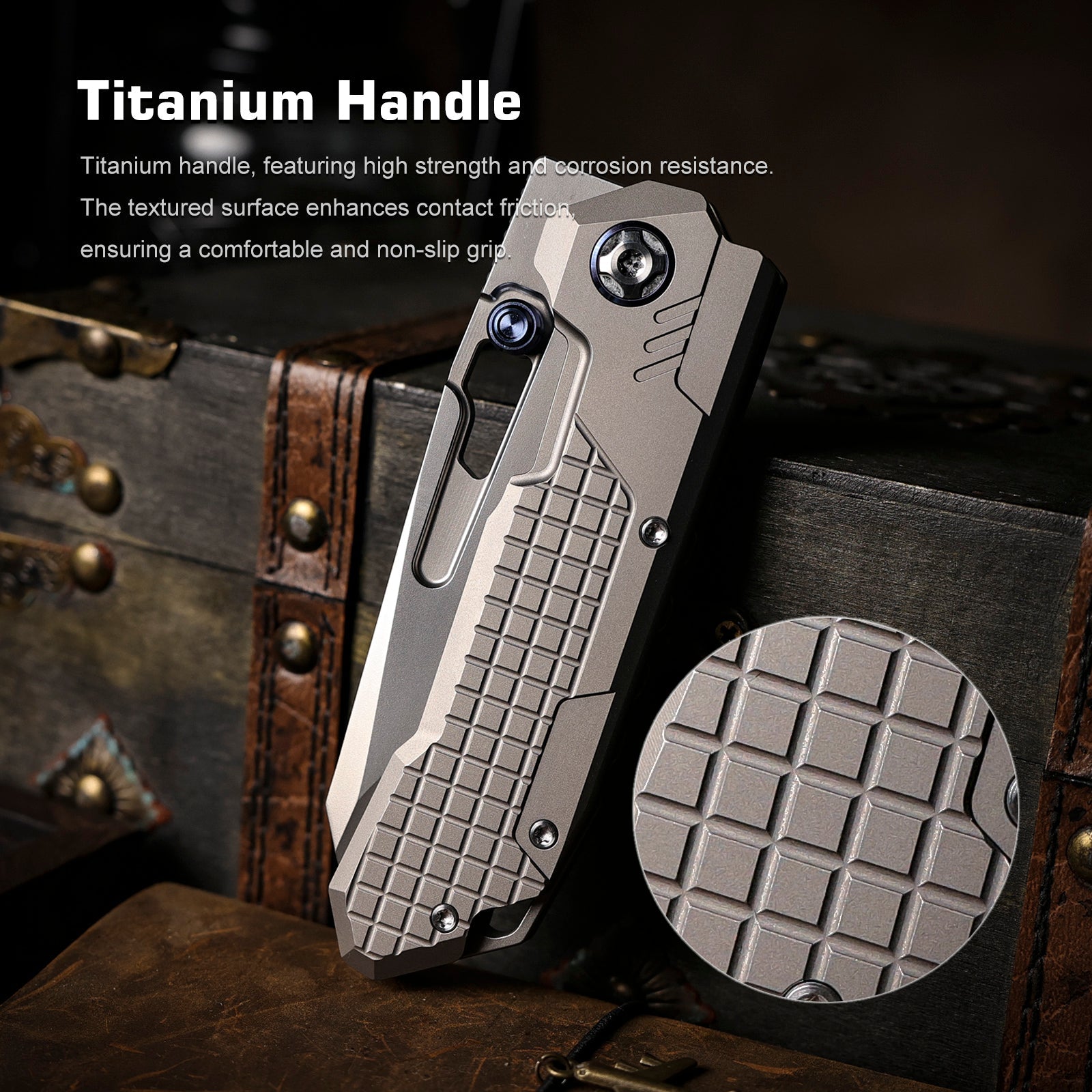 Remette RT-Cool Leopard RTKS-T blade detail – pearlescent M390 reverse tanto