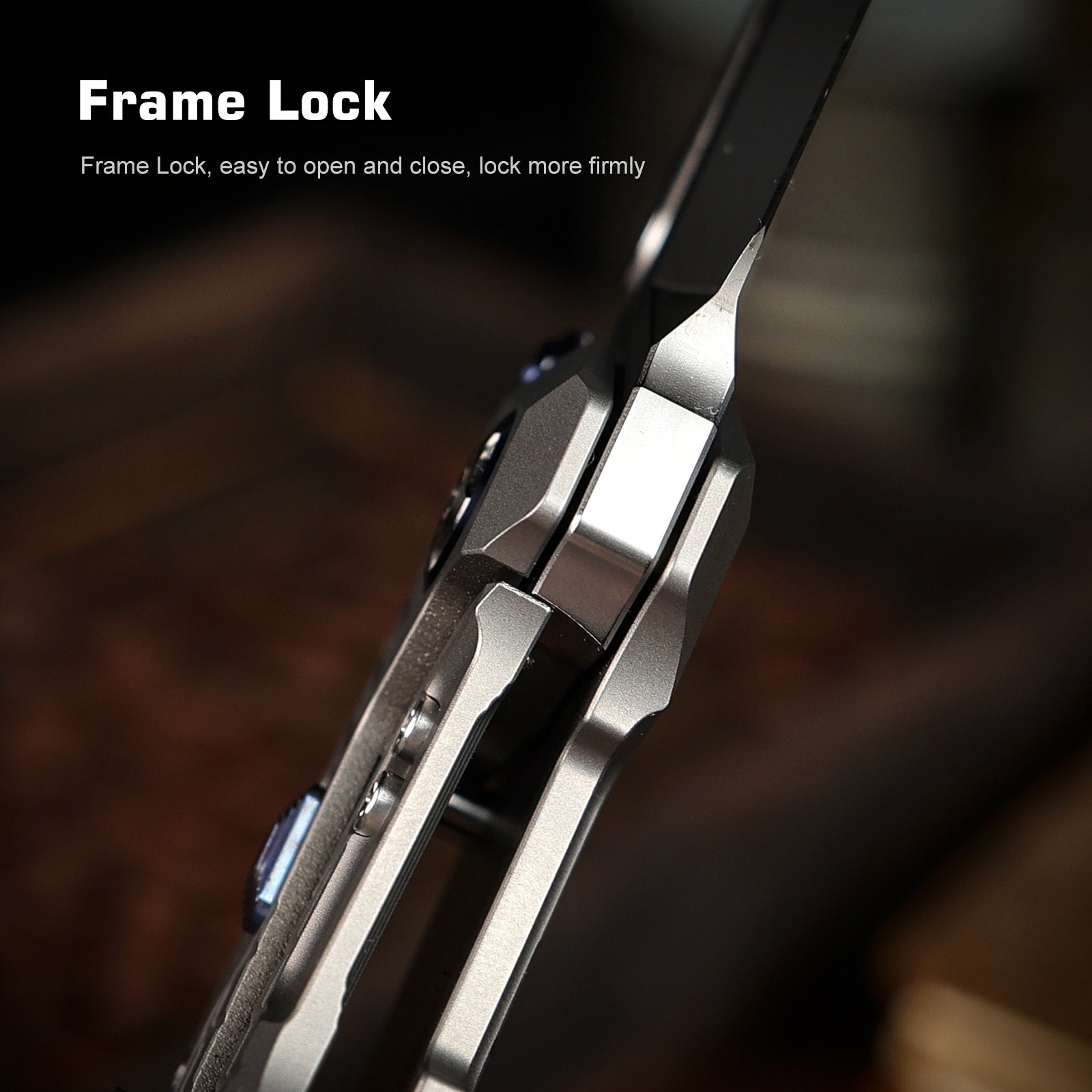 Remette RT-Cool Leopard RTKS-T titanium frame lock detail