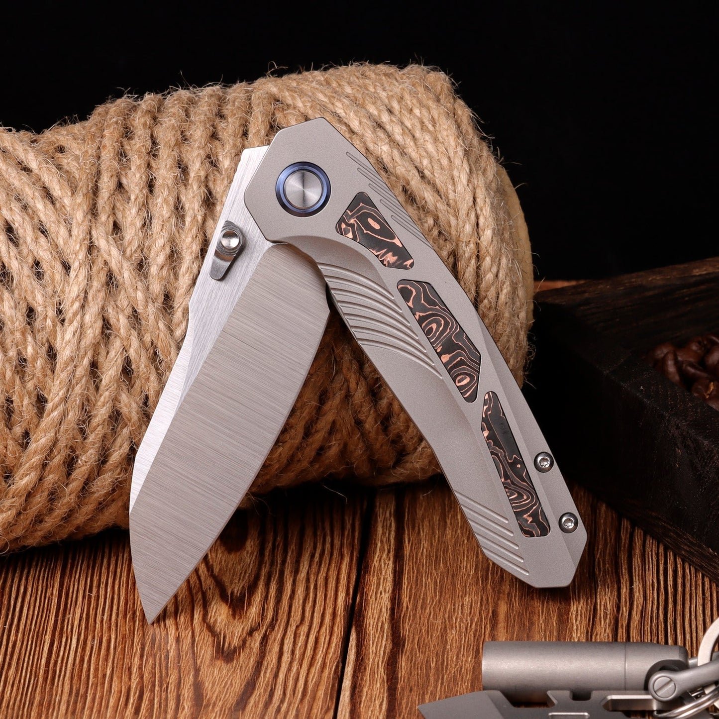 Remette Kestrel RTPO-C blade detail – satin S35VN reverse tanto