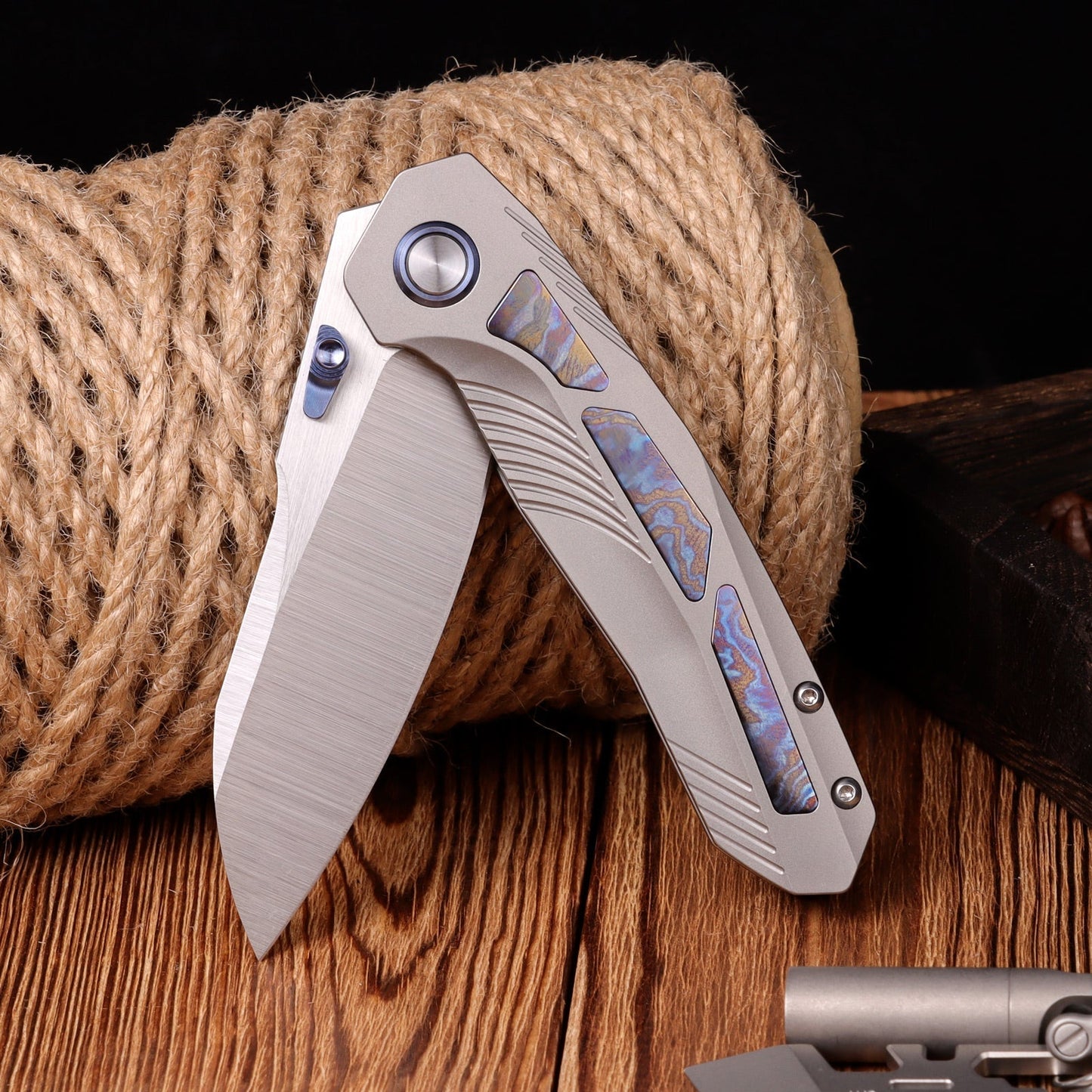 Remette Kestrel RTPO-D blade detail – satin S35VN reverse tanto