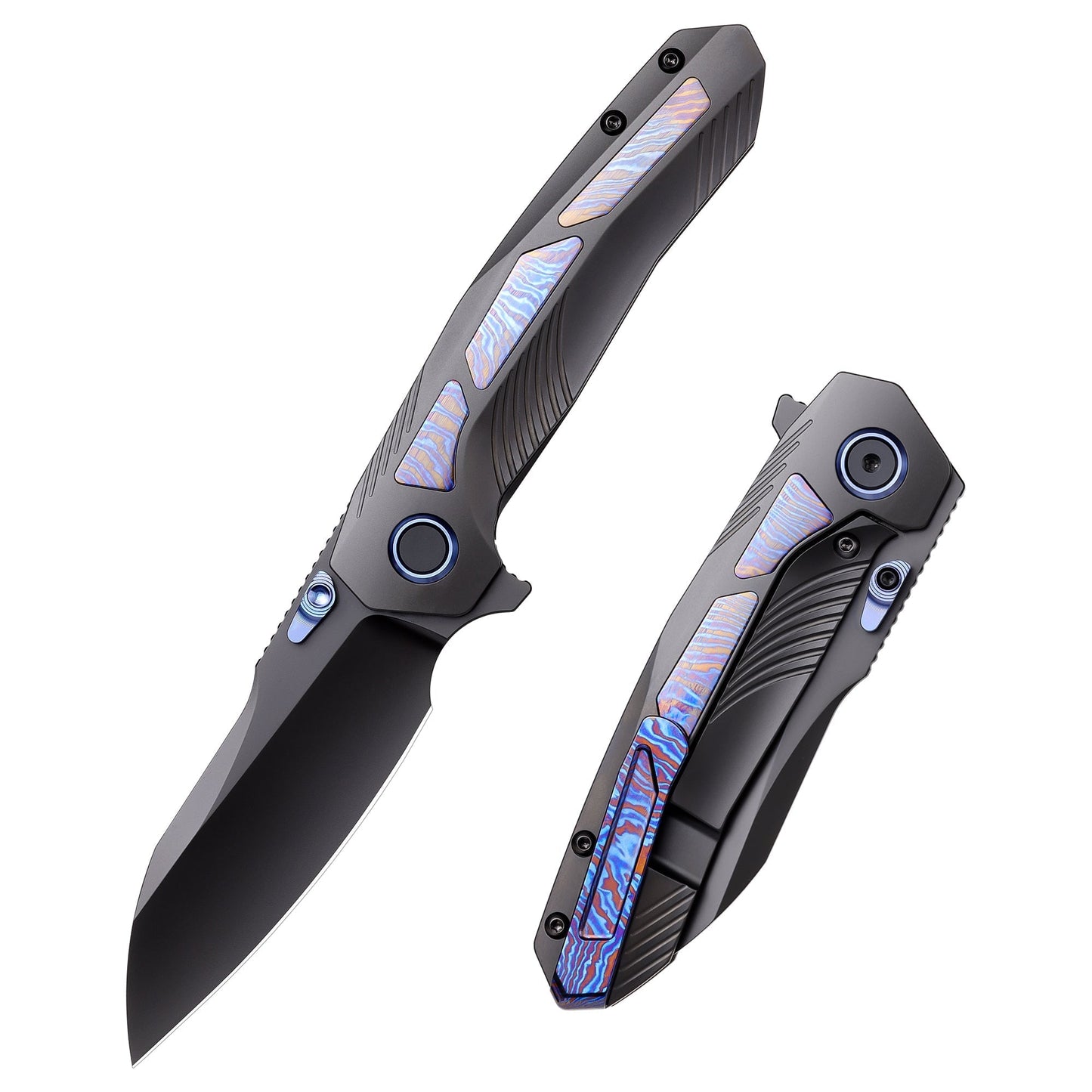 Remette Kestrel RTPO-E front view – 2.83″ DLC S35VN reverse tanto folding knife