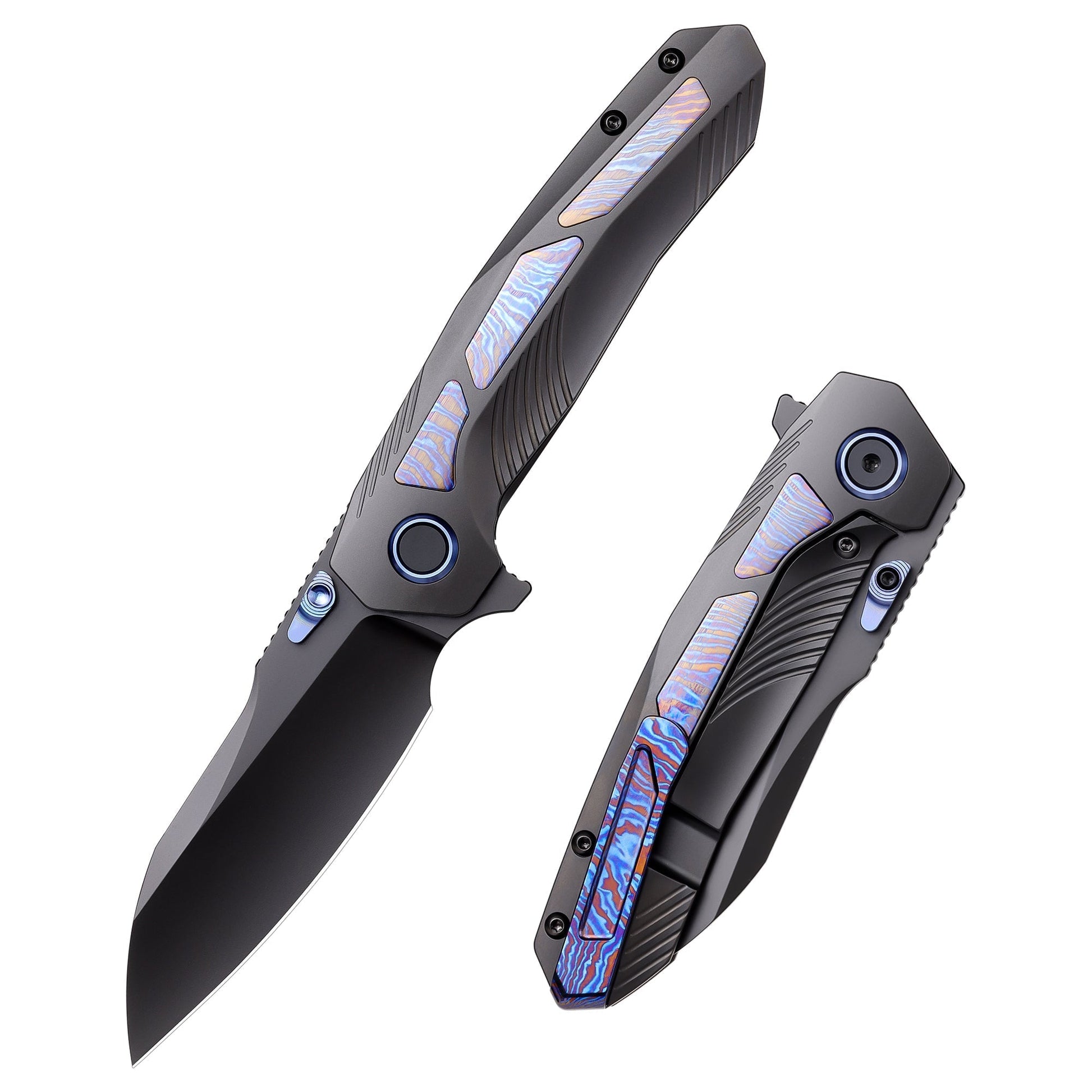 Remette Kestrel RTPO-E front view – 2.83″ DLC S35VN reverse tanto folding knife