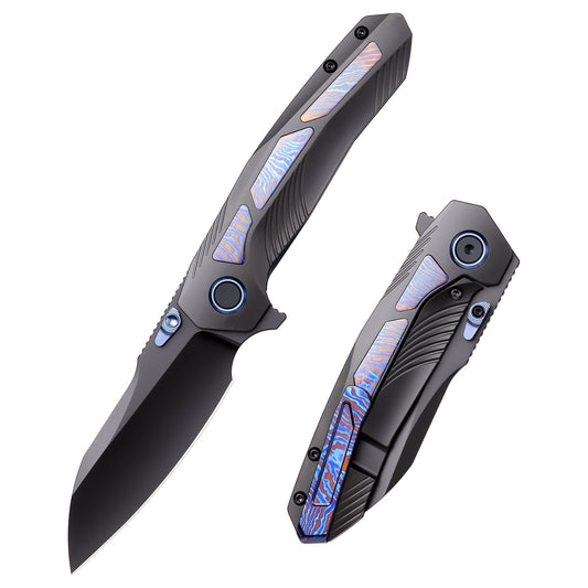 Remette Kestrel RTPO-E front view – 2.83″ DLC S35VN reverse tanto folding knife