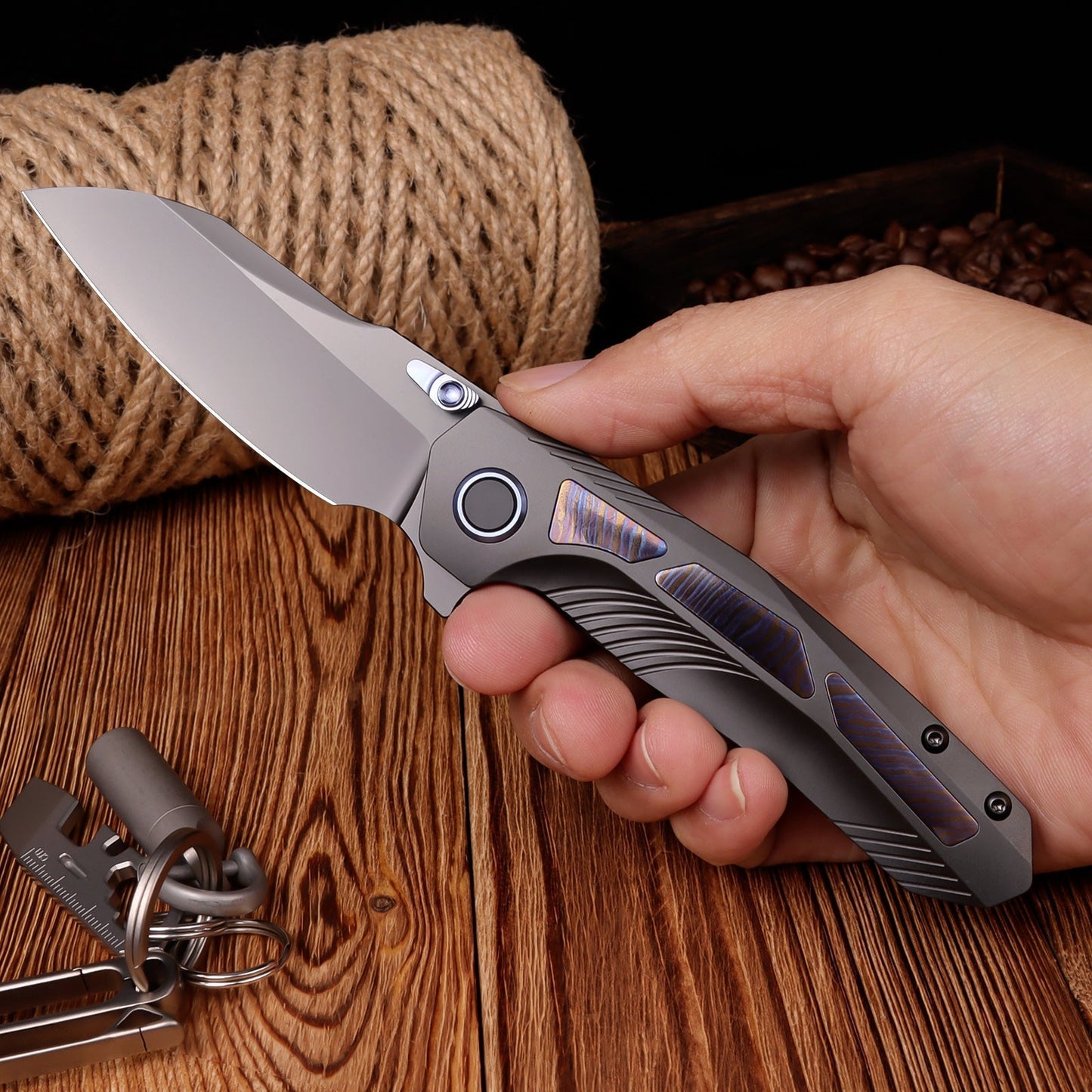 Remette Kestrel RTPO-E titanium and Timascus DLC handle scales