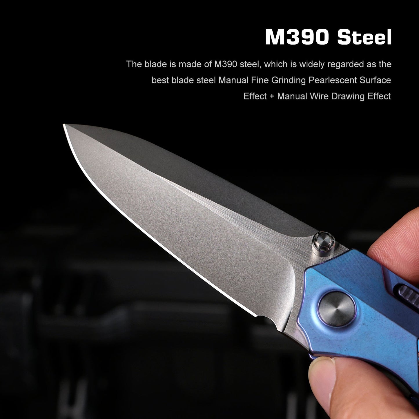 Remette RT-Meteor RTPT-AL open position showing M390 drop point blade