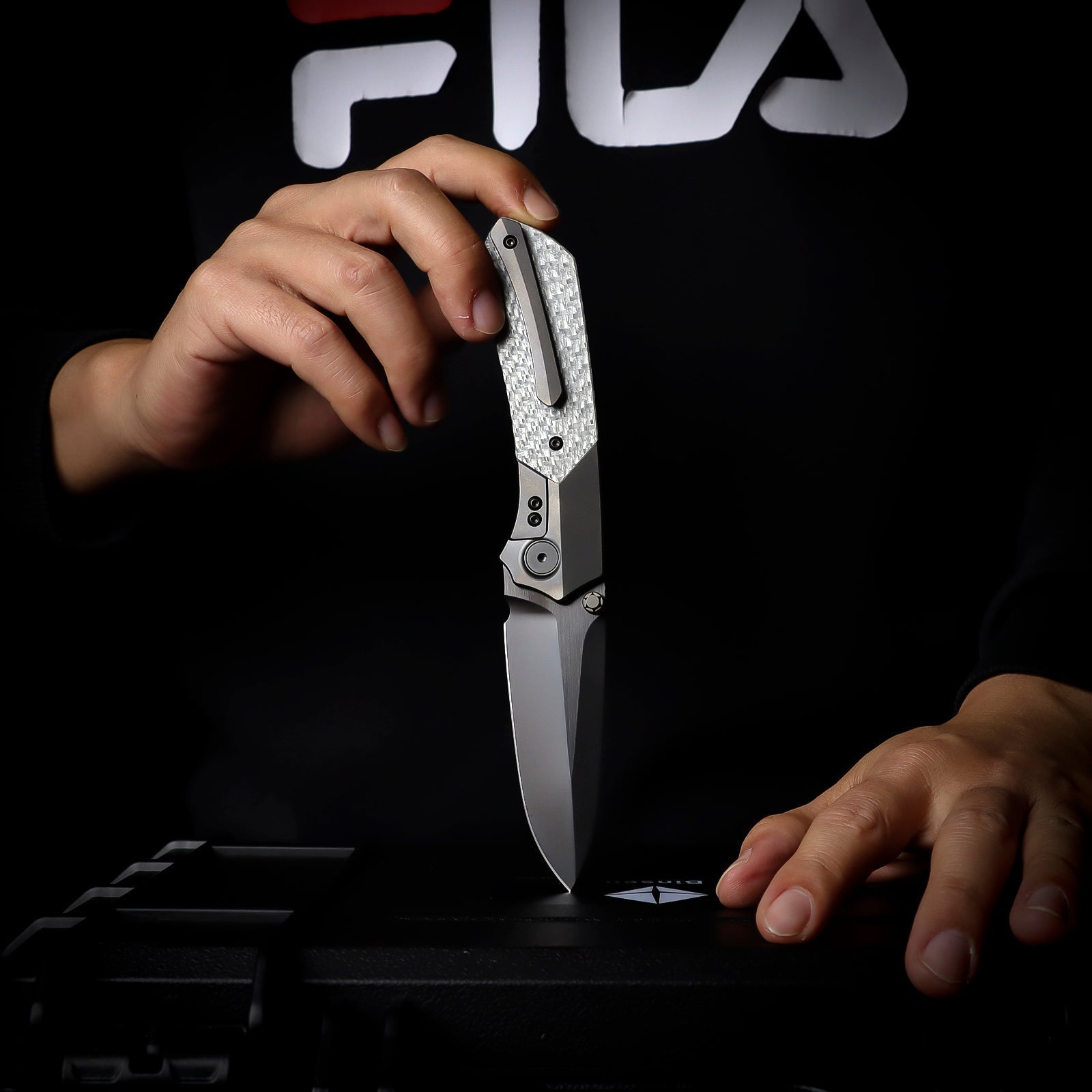 Remette RT-Meteor RTPT-BD blade detail – black DLC M390 drop point