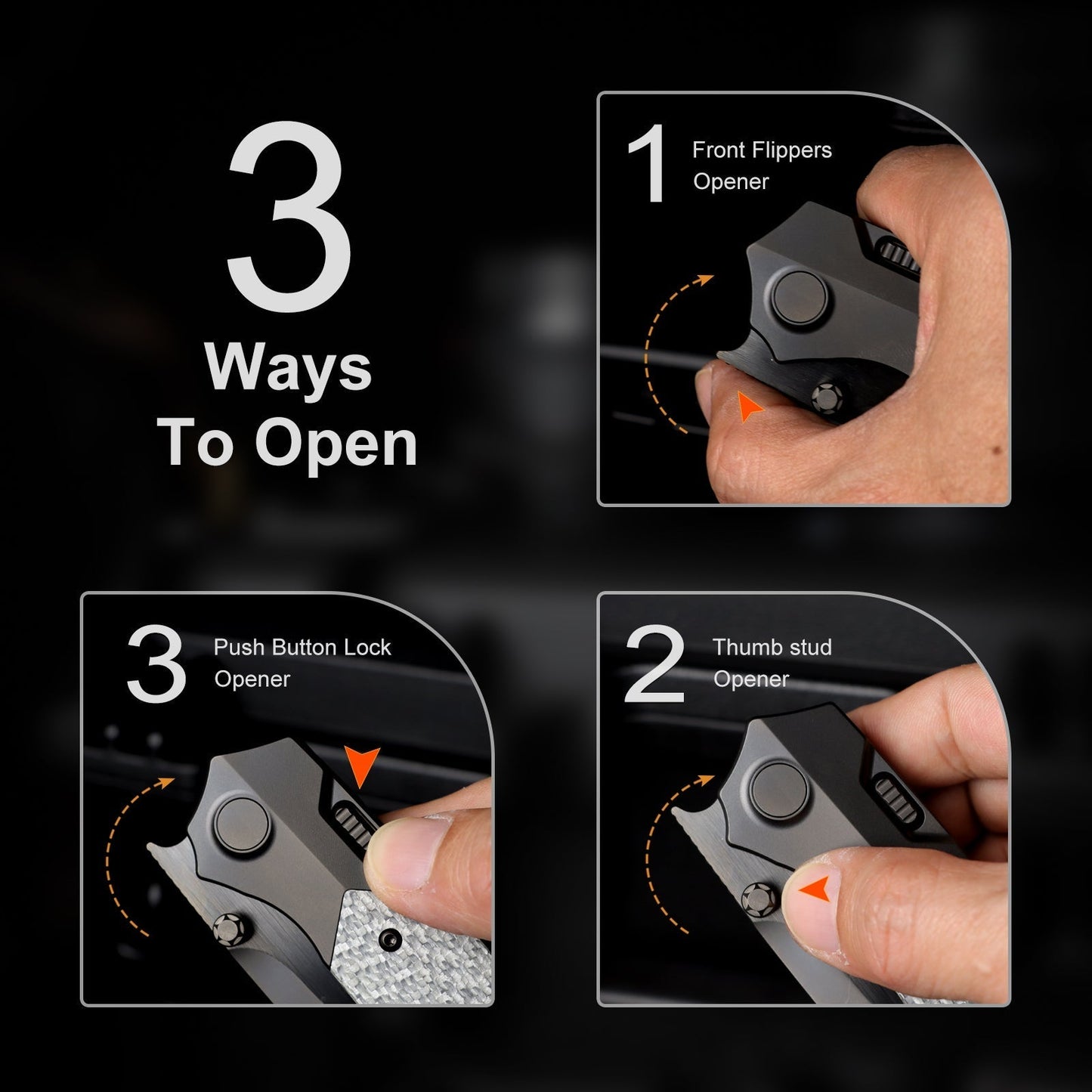 Remette RT-Meteor RTPT-BD open position showing black DLC M390 drop point blade