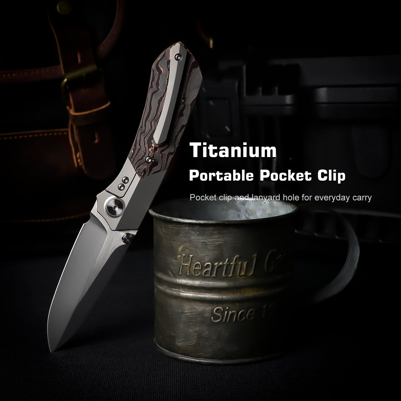 Remette RT-Meteor RTPT-D titanium and copper infused carbon fiber handle scales