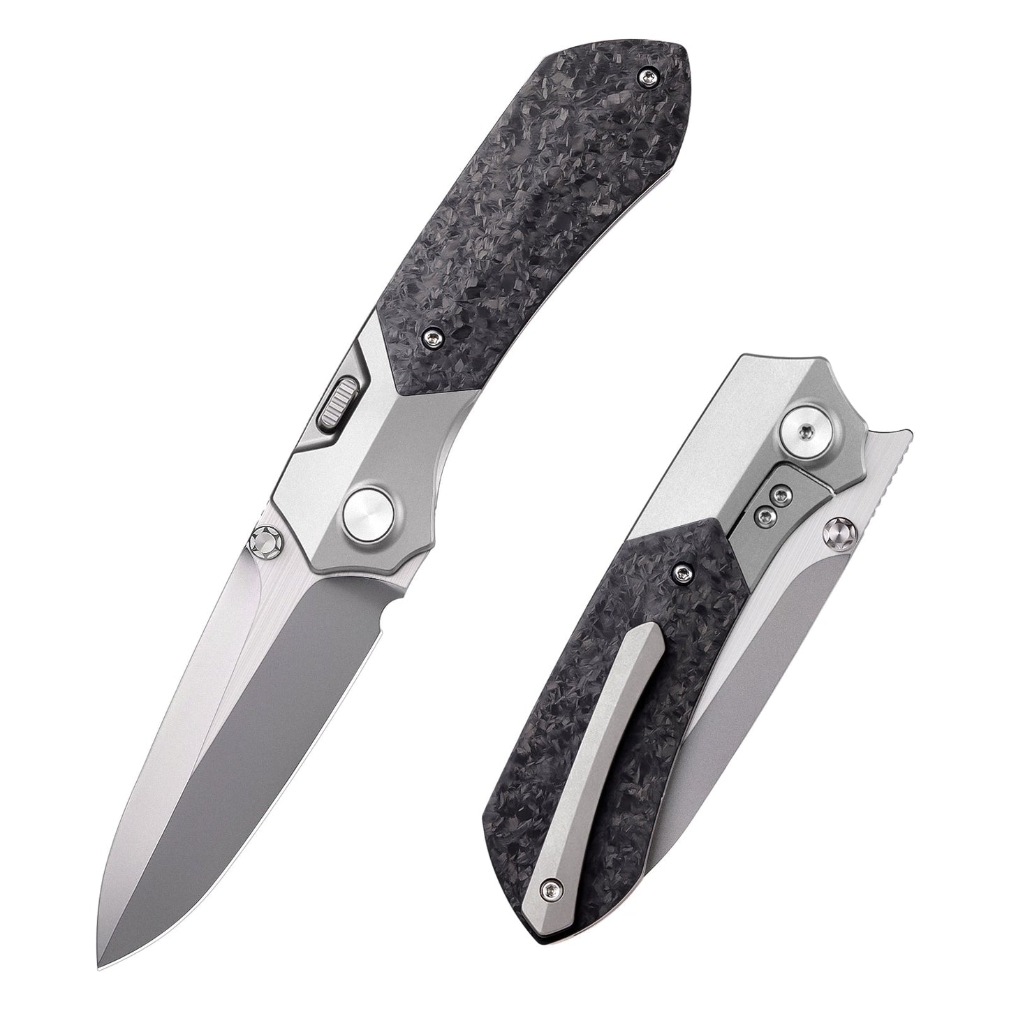 Remette RT-Meteor RTPT-E front view – 2.99″ satin M390 drop point folding knife