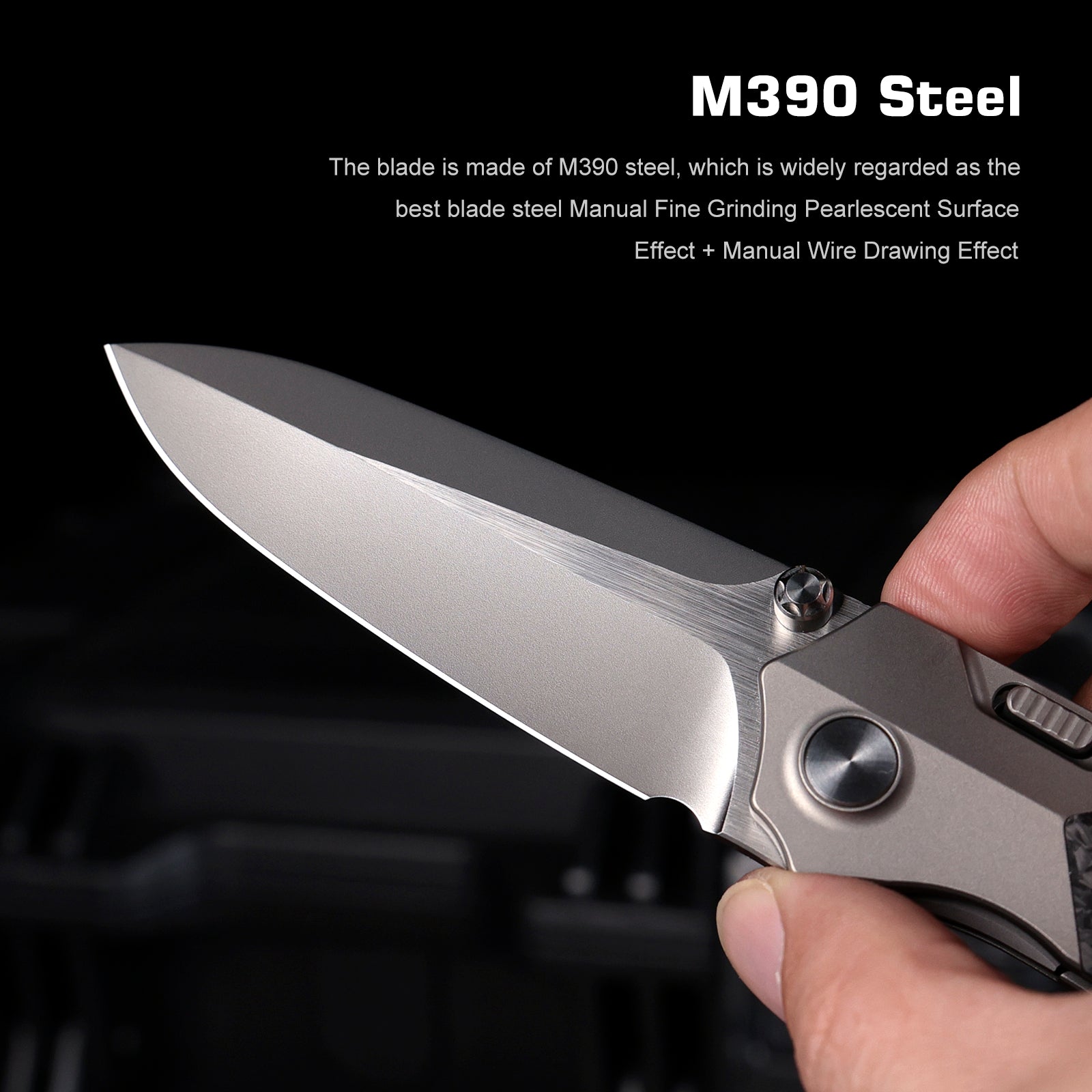 Remette RT-Meteor RTPT-EL open position showing M390 drop point blade
