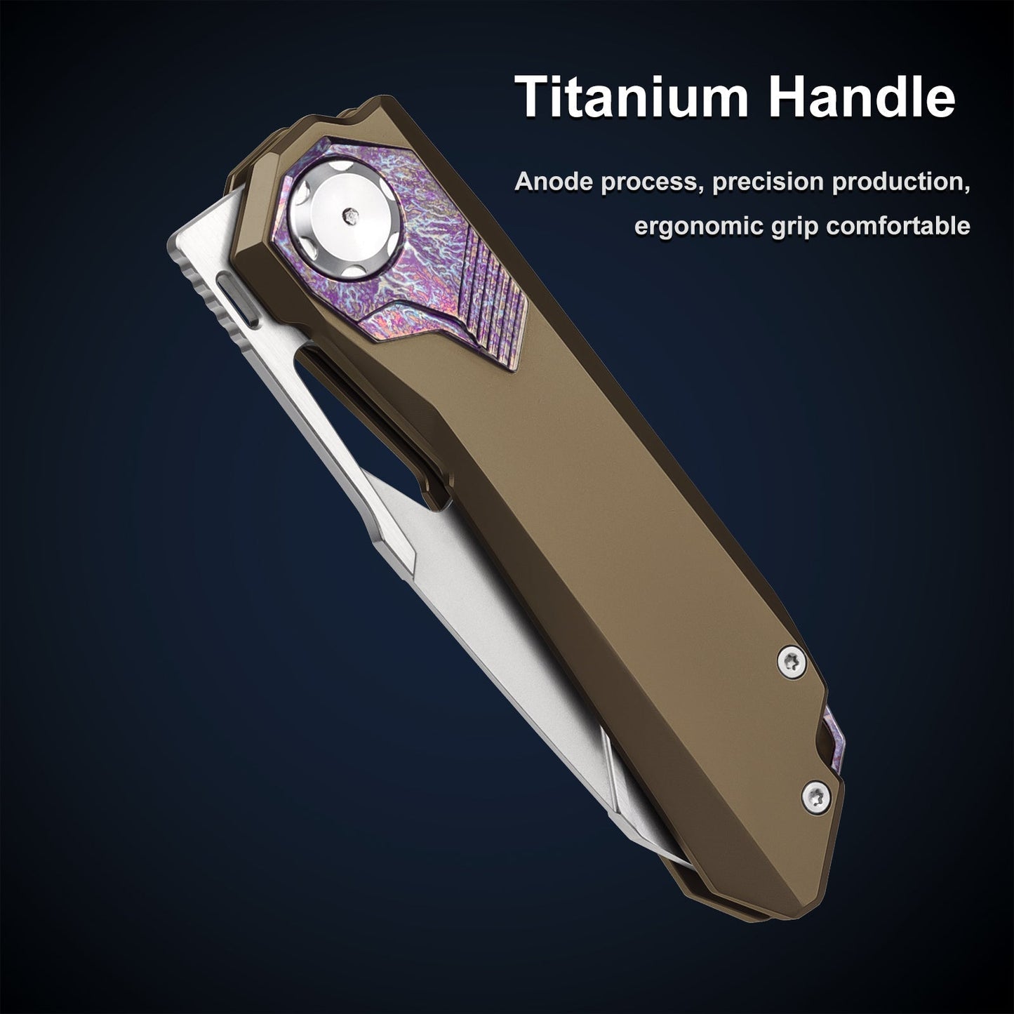 Remette RT-Peregrine Falcon RTT1-BGX blade detail – pearlescent M390 reverse tanto