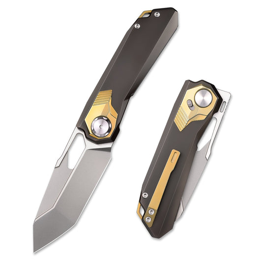 Remette RT-Peregrine Falcon RTT1-BX front view – 3.15" pearlescent M390 reverse tanto folding knife