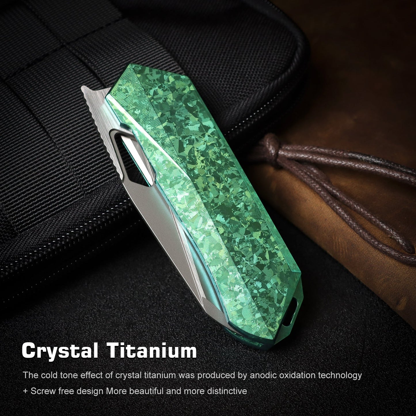 Remette RT-Woodpecker RTWP-IG crystallized titanium handle scales