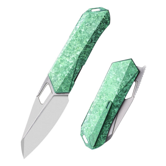 Remette RT-Woodpecker RTWP-IG front view – 2.95" satin M390 reverse tanto folding knife