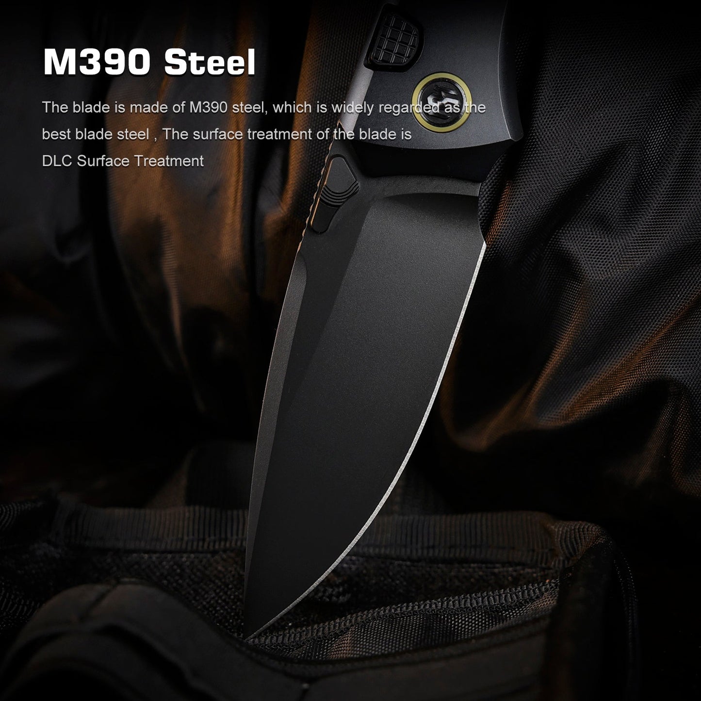 Remette RT-Steed RTWS-BC blade detail – black DLC M390 drop point