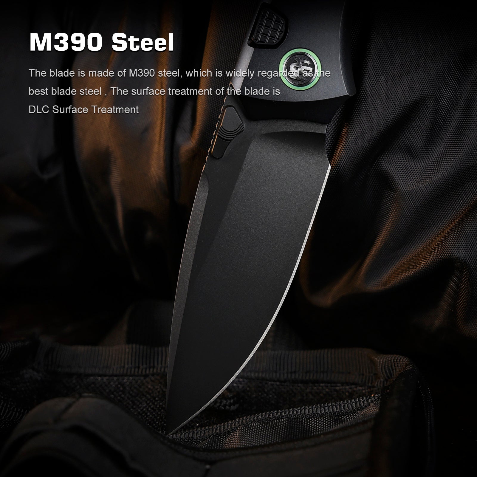 Remette RT-Steed RTWS-BH blade detail – black DLC M390 drop point