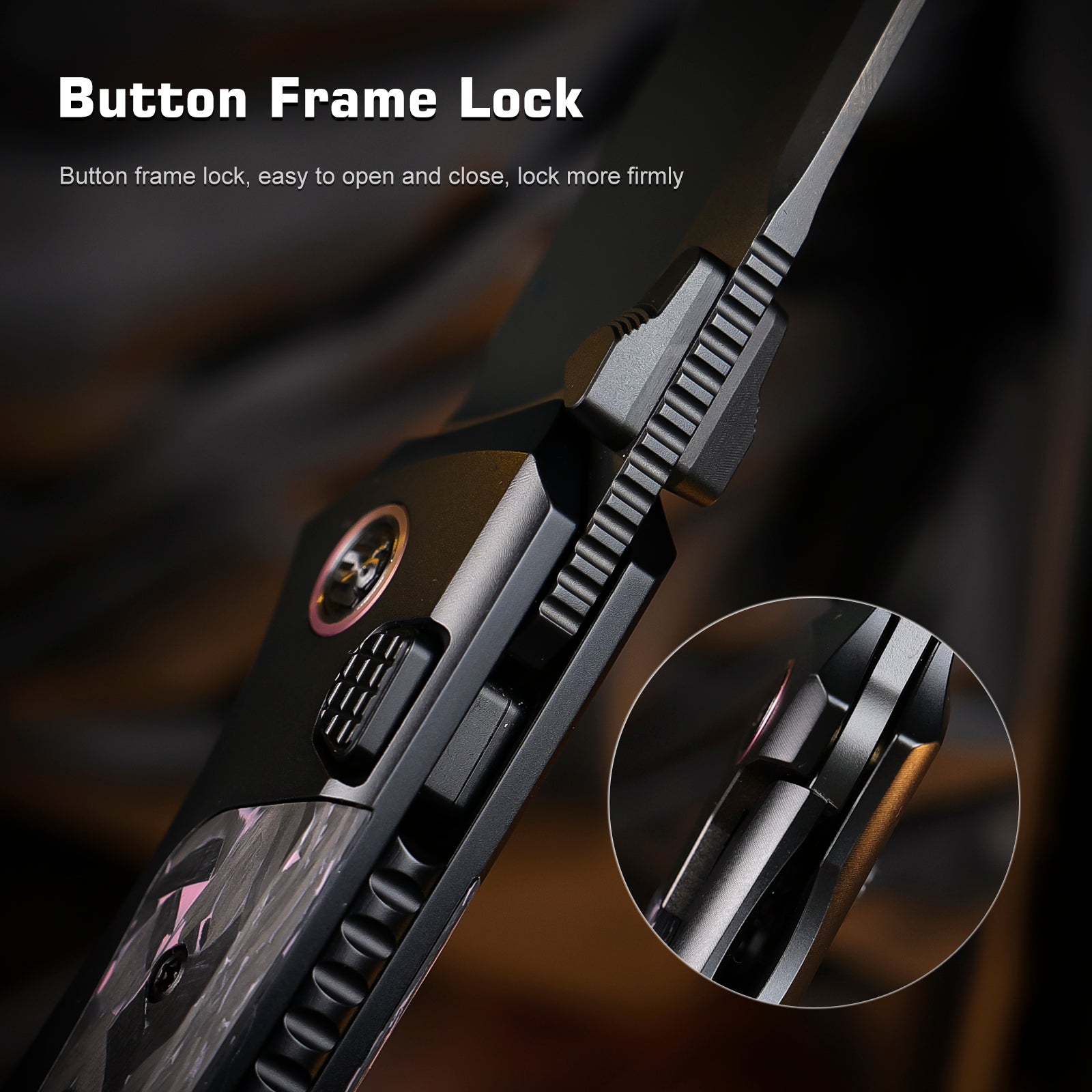 Remette RT-Steed RTWS-BY button frame lock detail