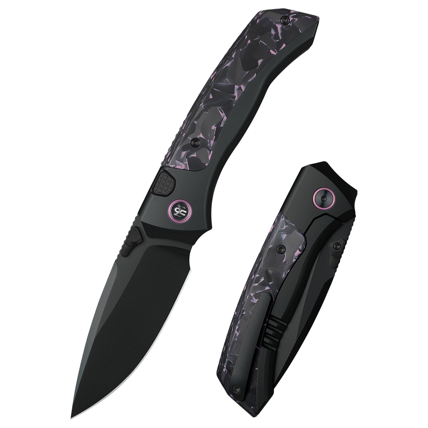Remette RT-Steed RTWS-BY front view – 3.07″ black DLC M390 drop point folding knife