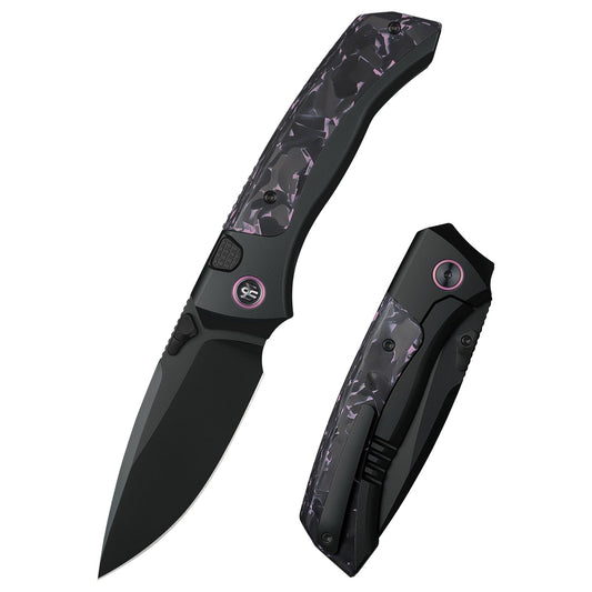 Remette RT-Steed RTWS-BY front view – 3.07″ black DLC M390 drop point folding knife
