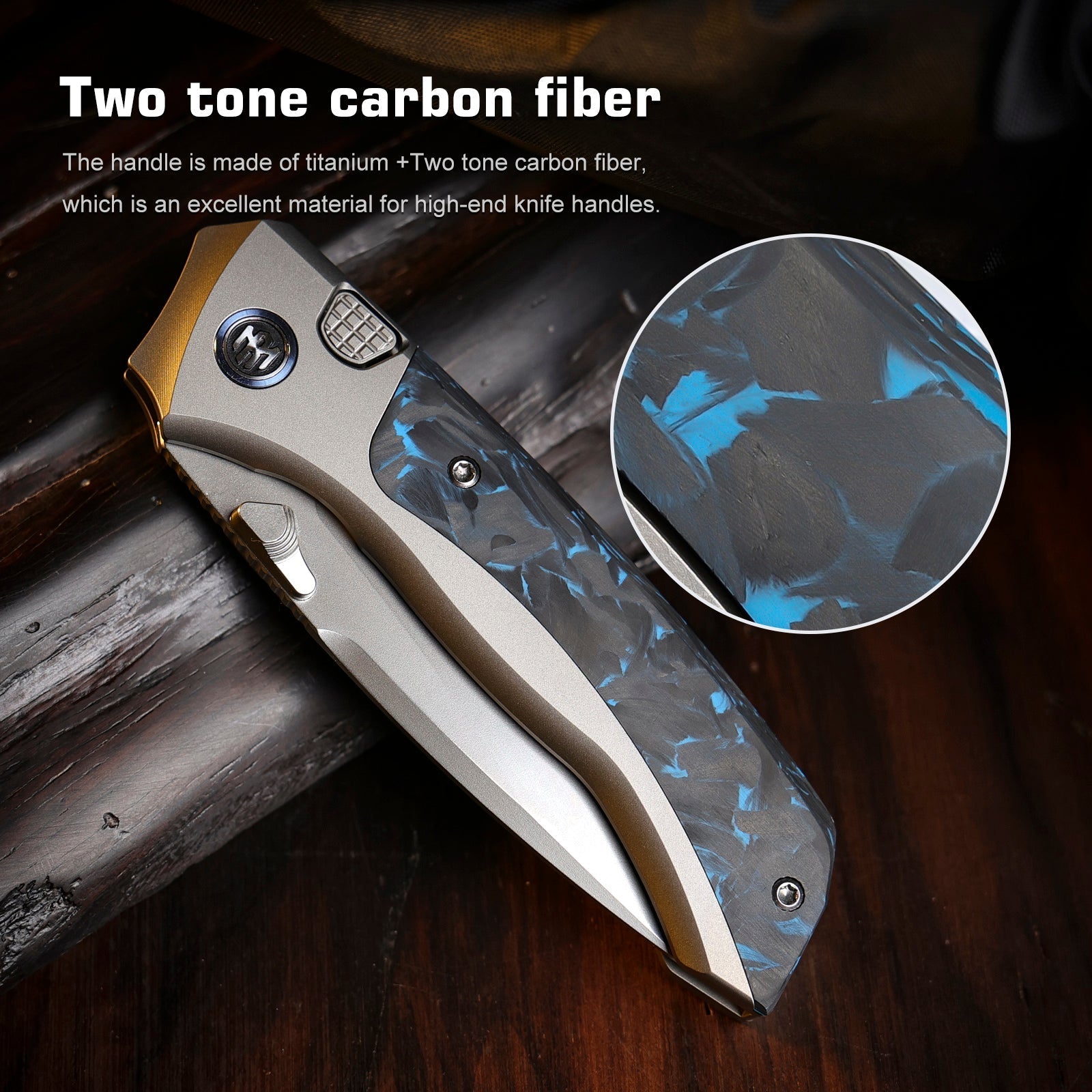 Remette RT-Steed RTWS-TB titanium and green camo carbon fiber handle scales