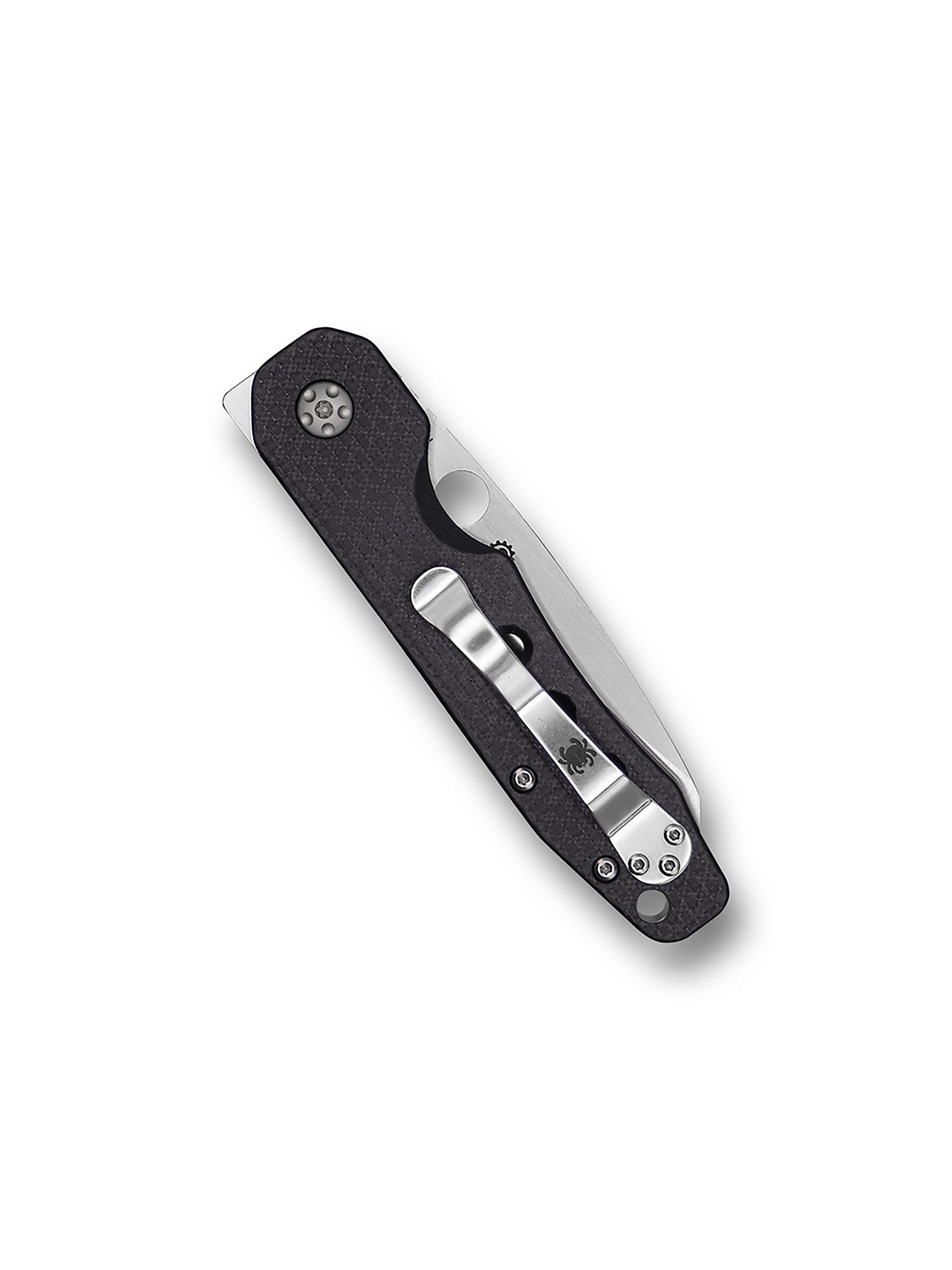Spyderco Smock SC240CFP closed view with carbon fiber G-10 laminate scales