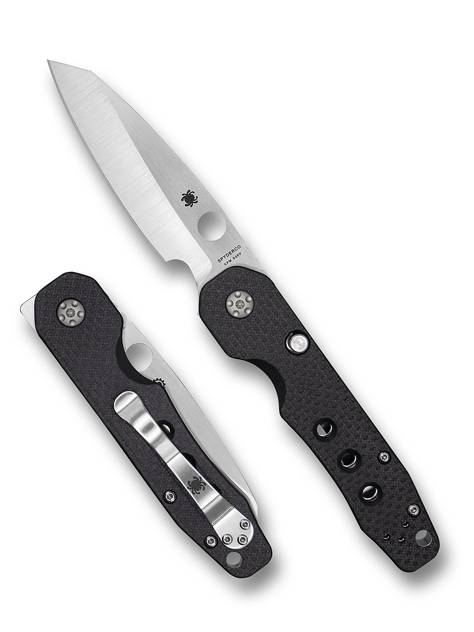 Spyderco Smock SC240CFP open and closed views showing CPM S30V blade