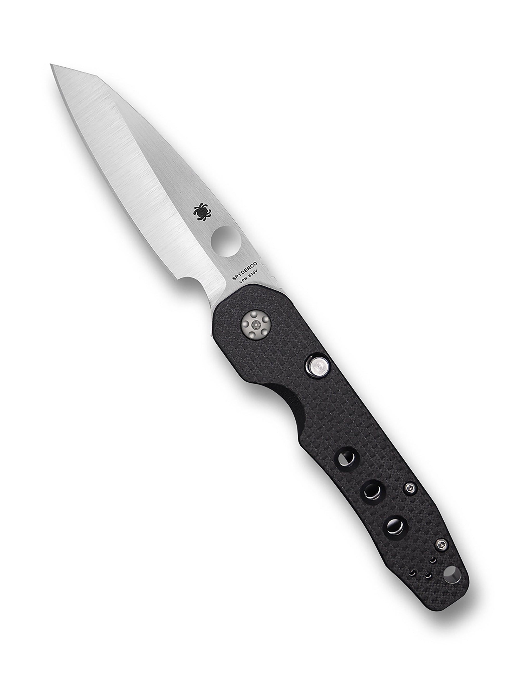 Spyderco Smock SC240CFP open position showing 3.39″ CPM S30V hollow-ground blade