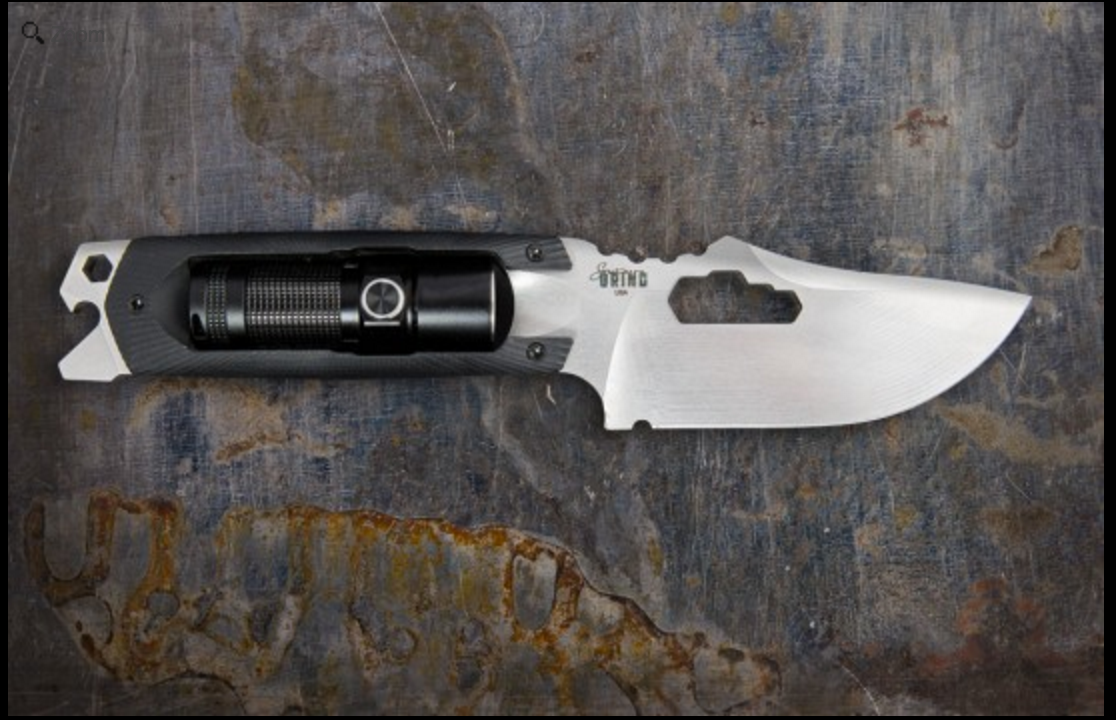 Southern Grind Modified Rhino Clip Point Fixed Blade Knife w/ Flashlight in Handle