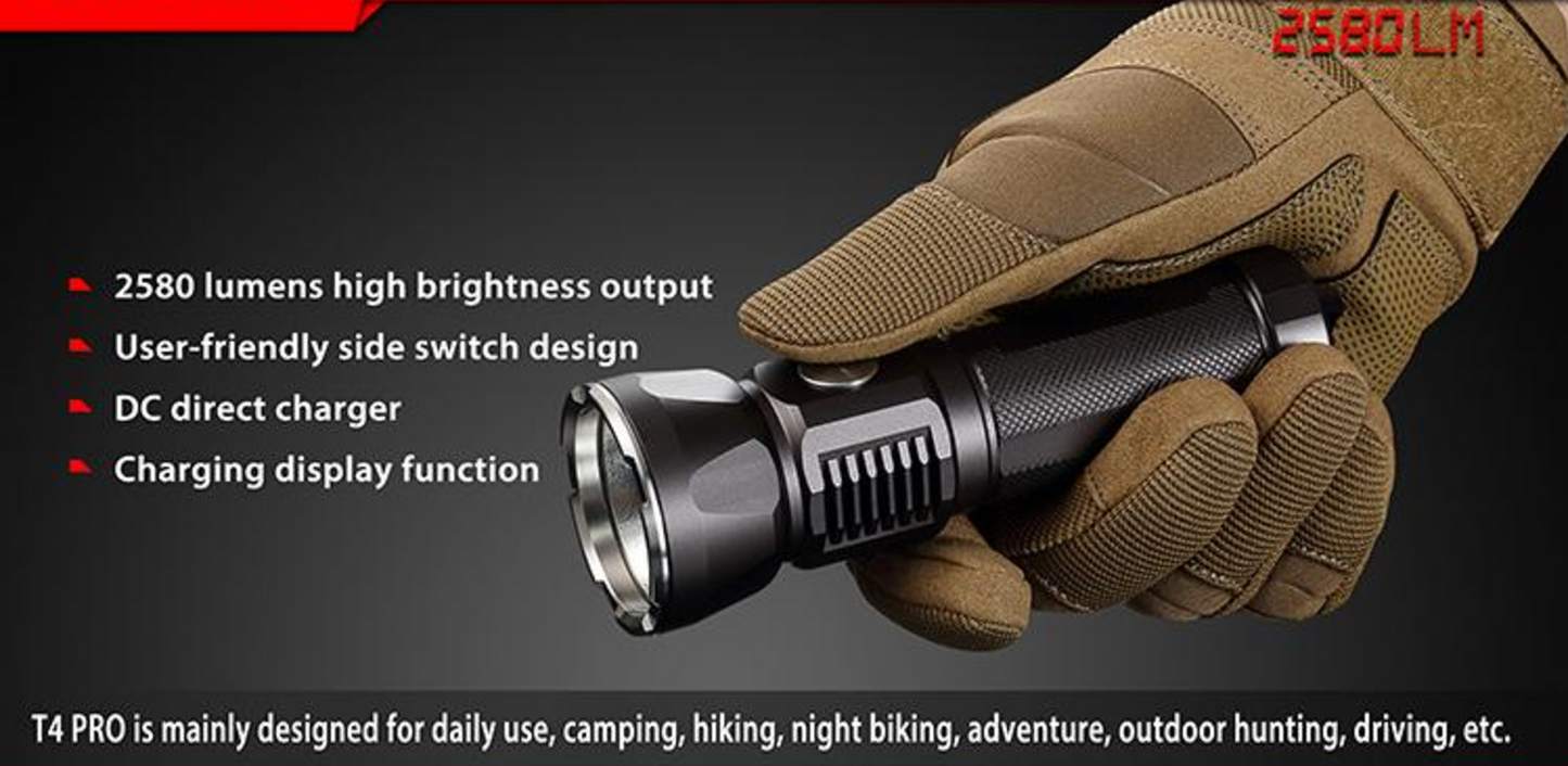 Jetbeam T4 PRO 2580 Lumen 1 x 26650 CREE XHP50 LED Flashlight
