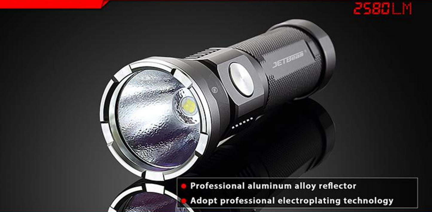 Jetbeam T4 PRO 2580 Lumen 1 x 26650 CREE XHP50 LED Flashlight