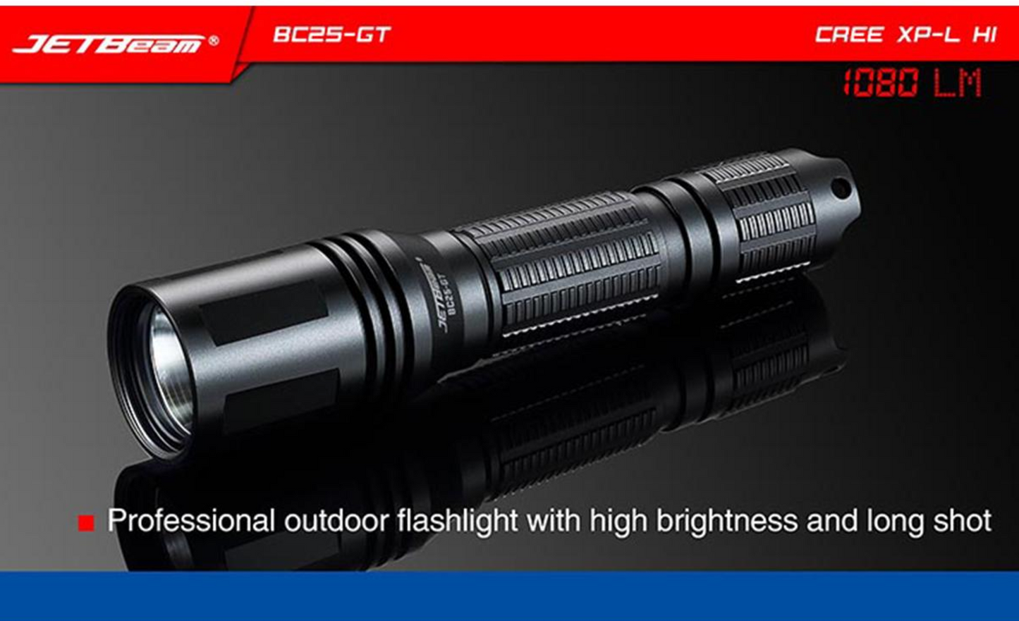 Jetbeam BC25GT 1080 Lumen 1 x 18650 CREE XP-L HI LED Flashlight