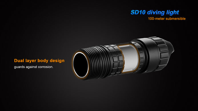 Fenix SD10 1 x 18650 / 2 x CR123A CREE XM-L2 T6 Neutral White 930 Lumen LED Diving Flashlight