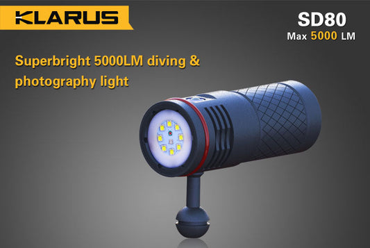 Klarus SD80 4 x 18650 / 8 x CR123A CREE XM-L2 5000 Lumen LED Flashlight