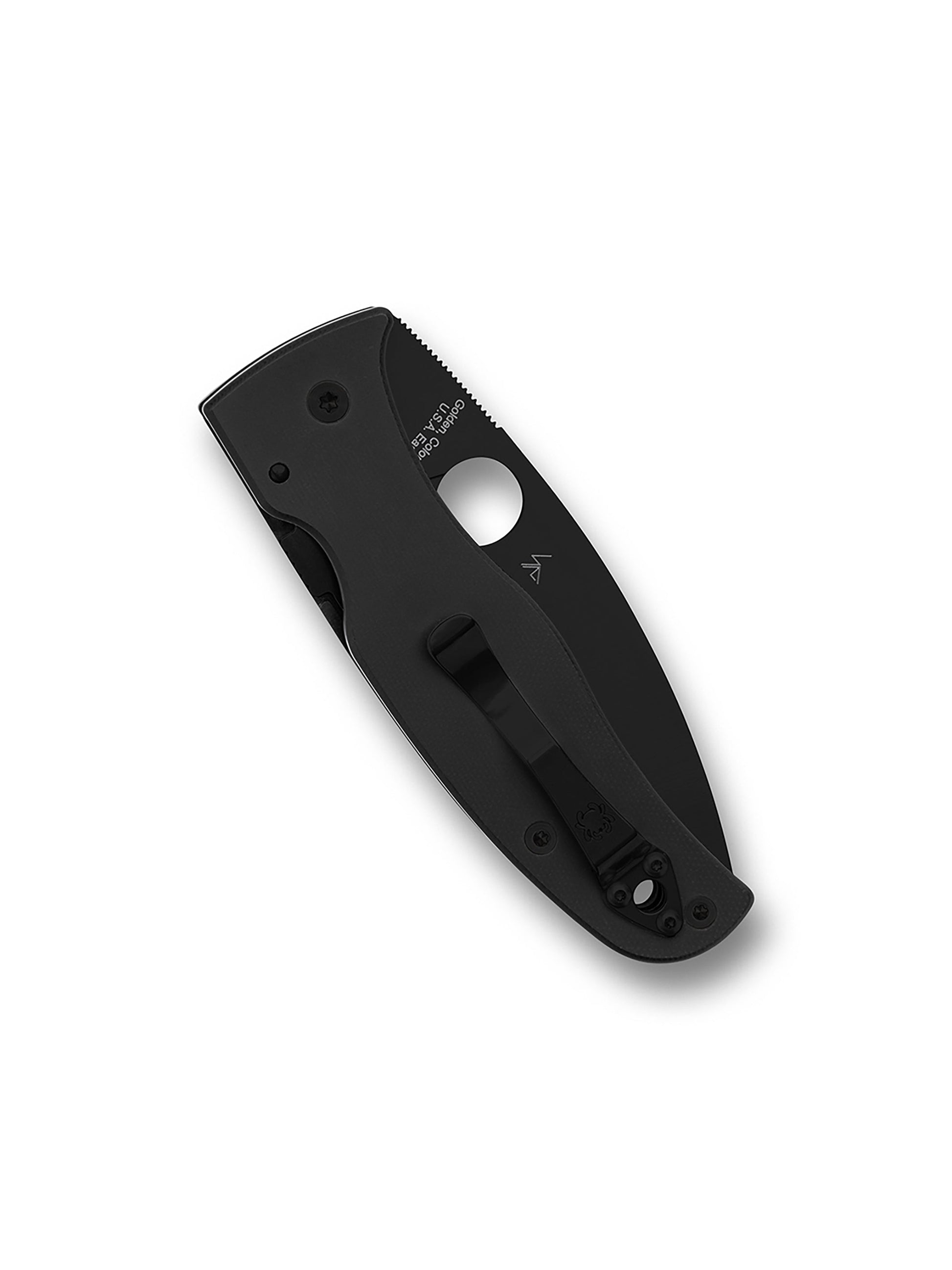 Spyderco Bodacious C263GPBK closed showing black G-10 scales and black-coated pocket clip
