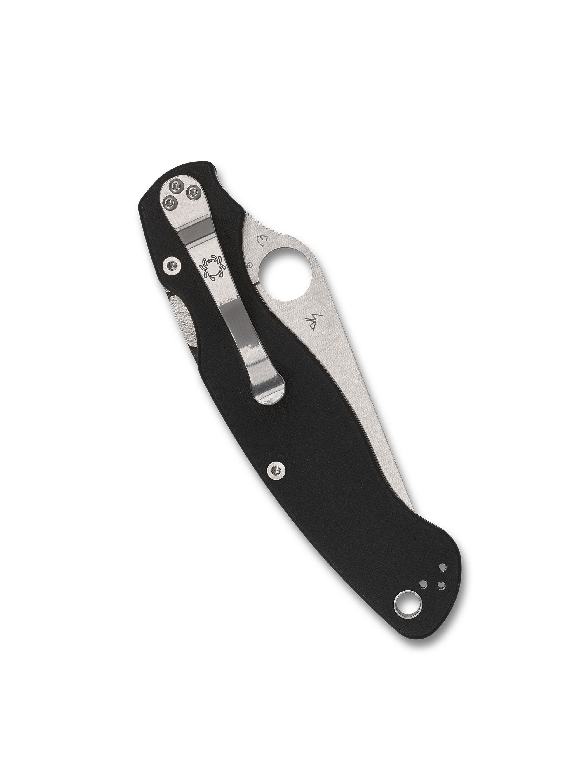 Spyderco Military 2 C36GP2 closed view showing peel-ply textured black G-10 scales and four-position pocket clip