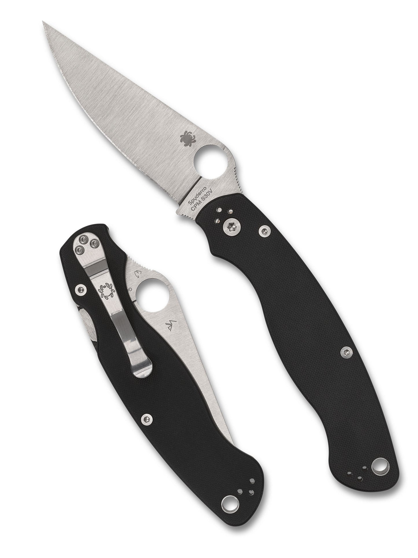 Spyderco Military 2 C36GP2 front view - 4 inch satin CPM S30V leaf blade with black G-10 handle