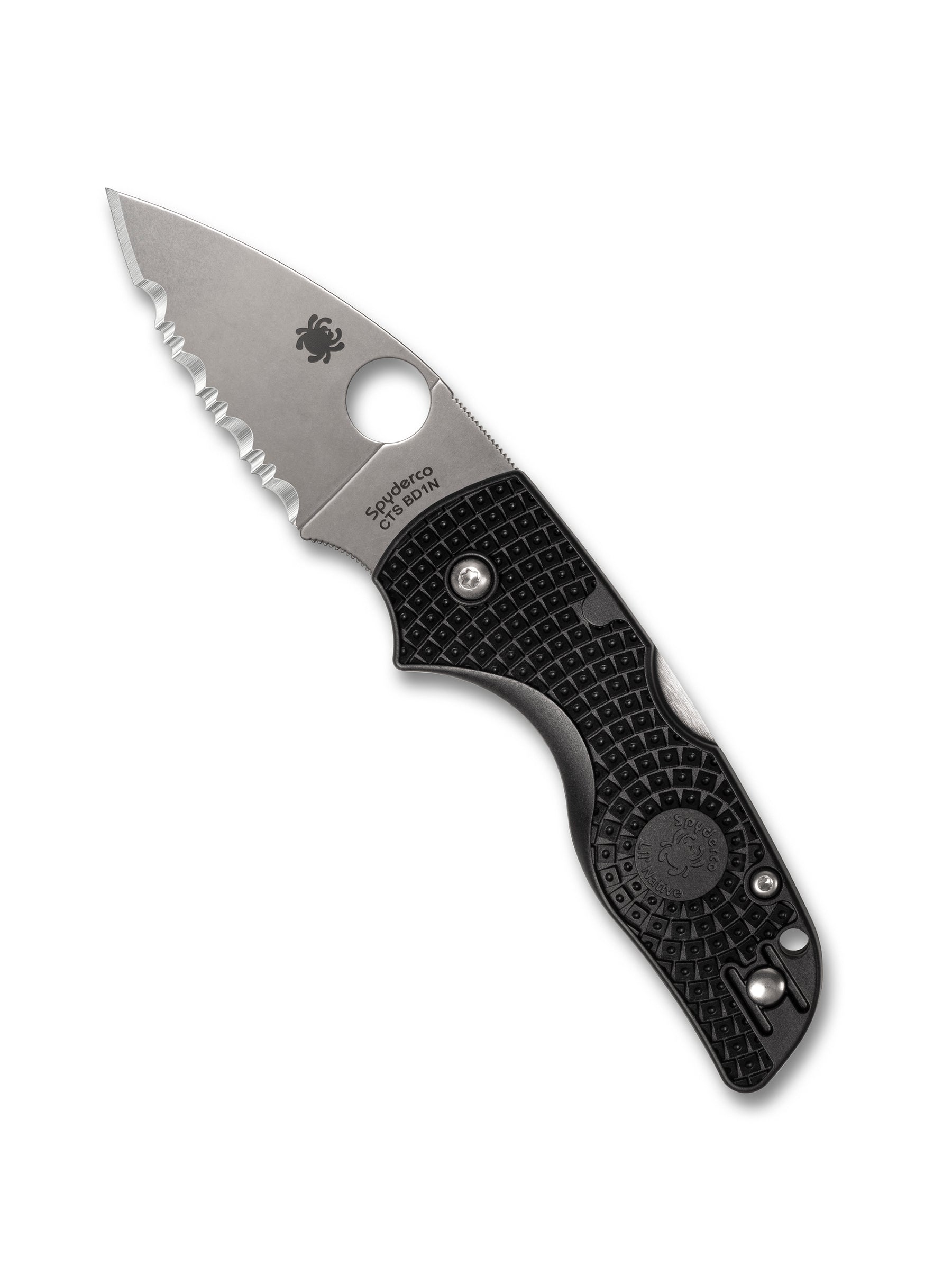 Spyderco Lil Native C230SBK black FRN handle detail