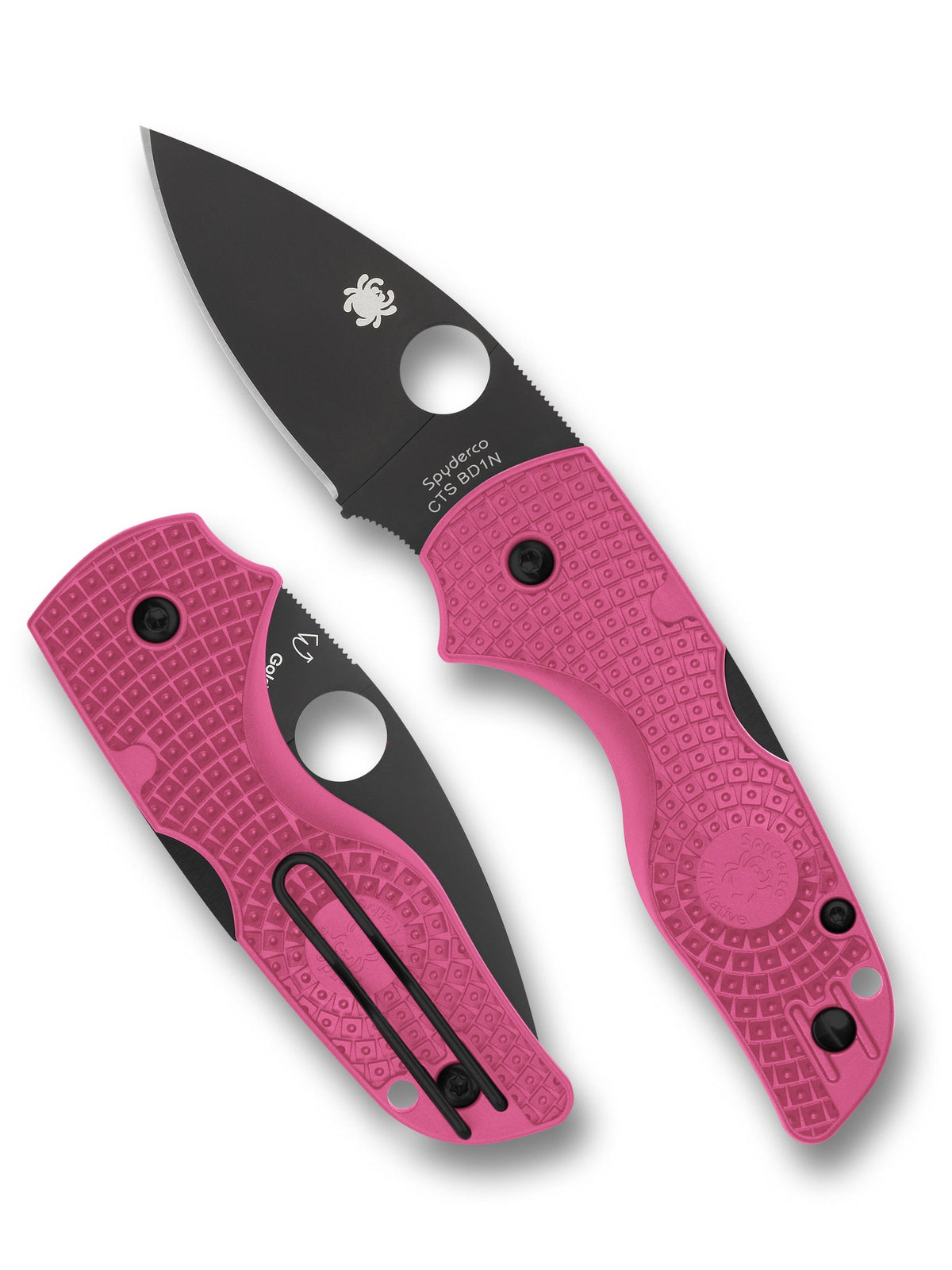 Spyderco Lil' Native Lightweight C230PPNBK 2.42" CTS BD1N Black DLC Blade - Pink FRN