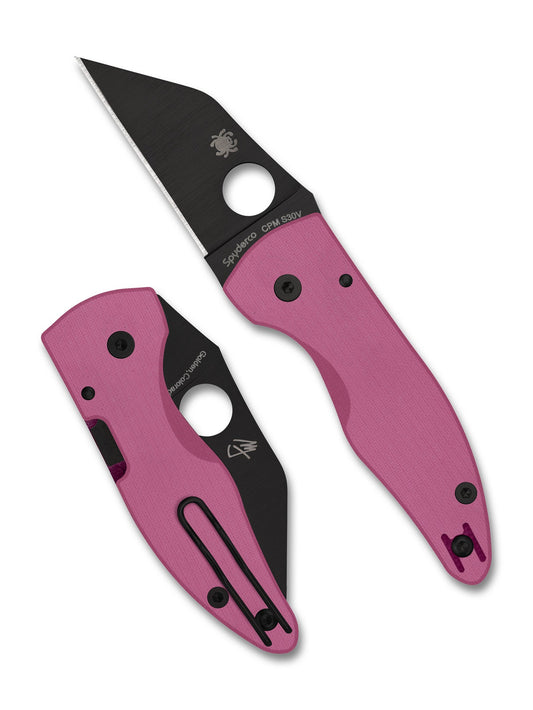 Spyderco Microjimbo C264GPNBKP Pink & Black Sprint Run CPM-S30V DLC Folding Knife