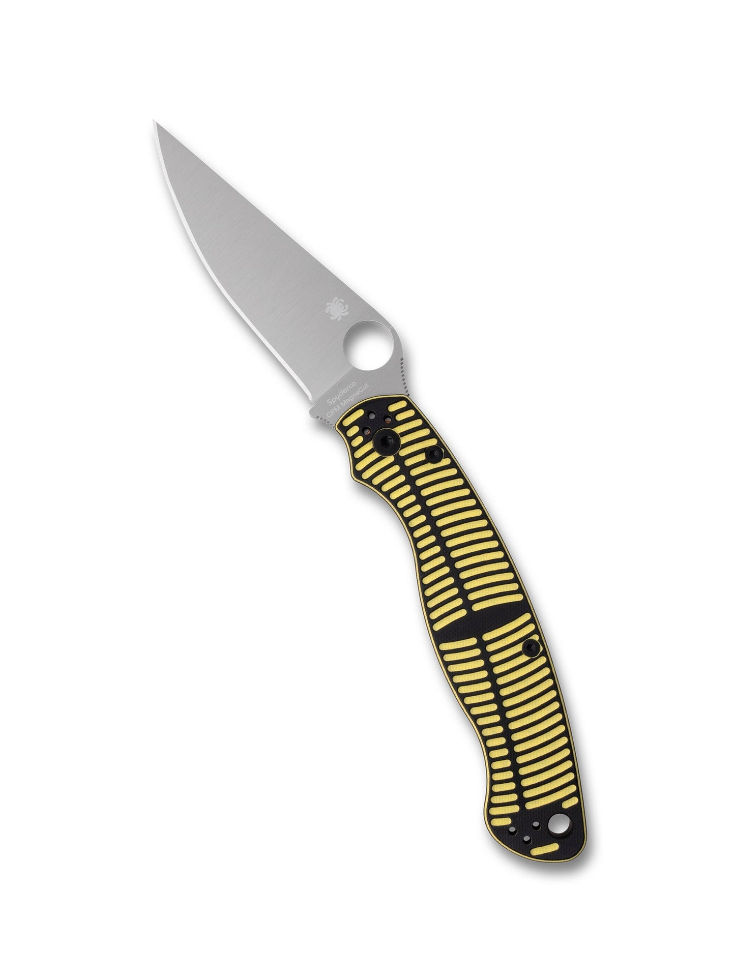 Spyderco Military 2 Salt C36GBKYLMCP2 open position showing CPM MagnaCut PlainEdge blade
