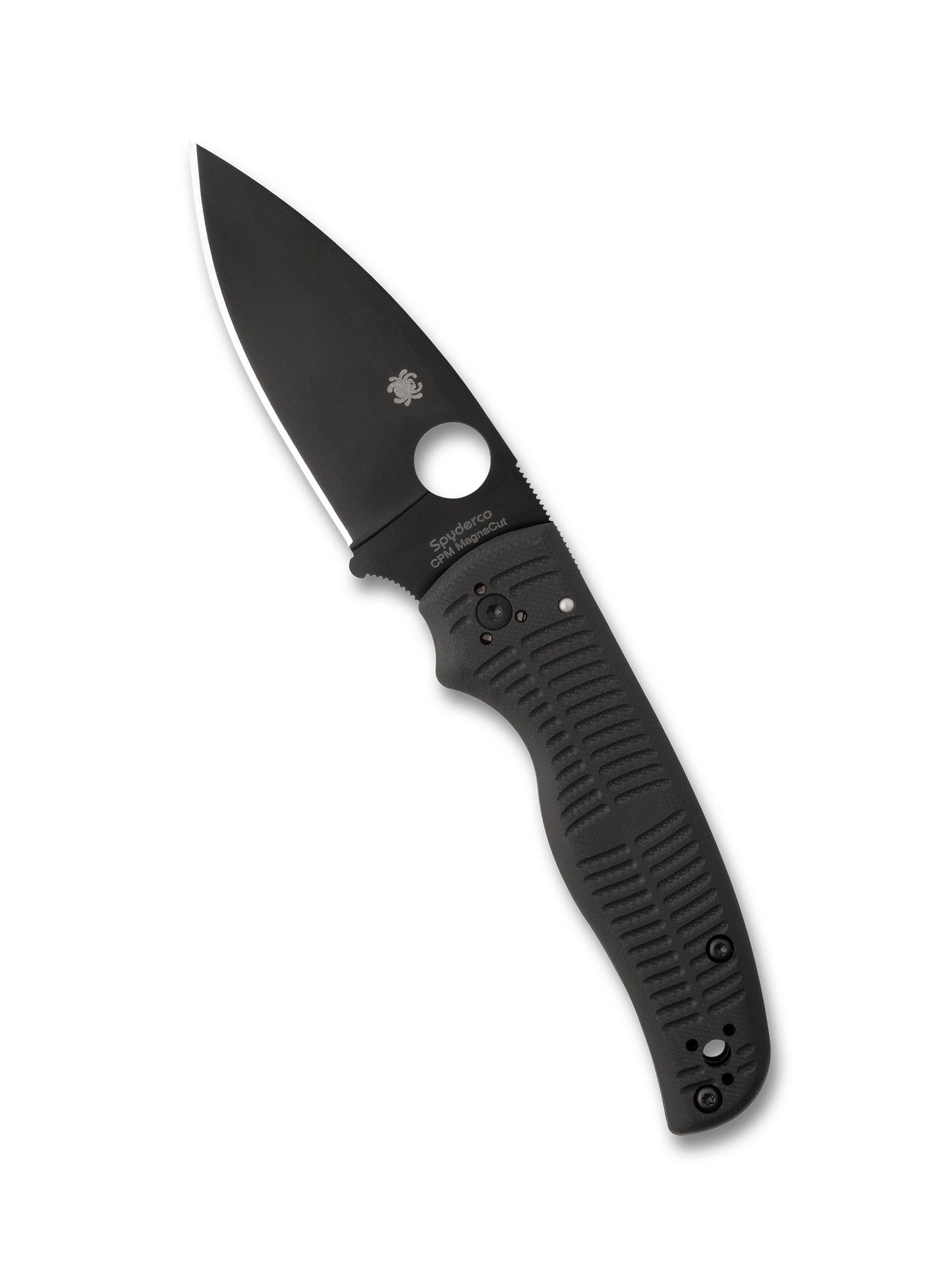 Spyderco Shaman Salt PlainEdge Knife 3.58" MagnaCut Black Blade — Black G-10 Compression Lock (C229GMCBKP)