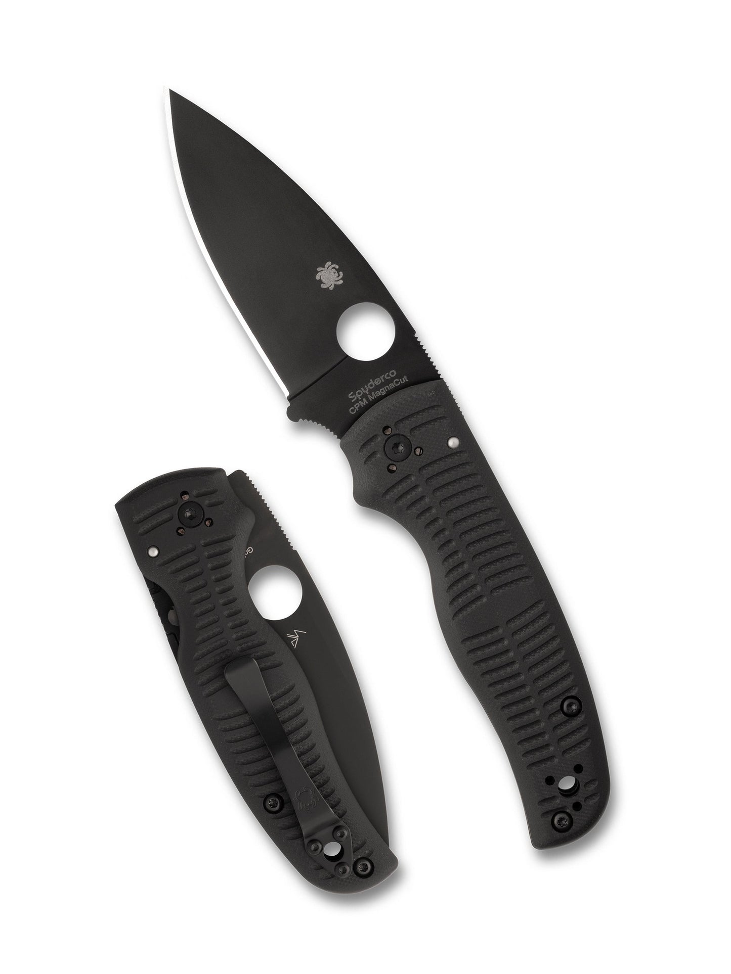 Spyderco Shaman Salt PlainEdge Knife 3.58" MagnaCut Black Blade — Black G-10 Compression Lock (C229GMCBKP)