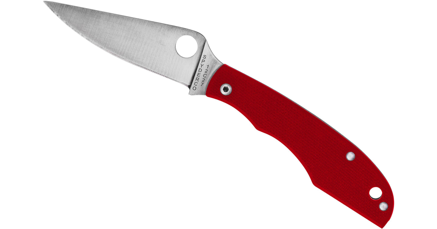 Spyderco Grasshopper Slipjoint Folding Knife – 2.30" Sandvik 12C27 Blade, Red G-10 Handles – C138GRDP
