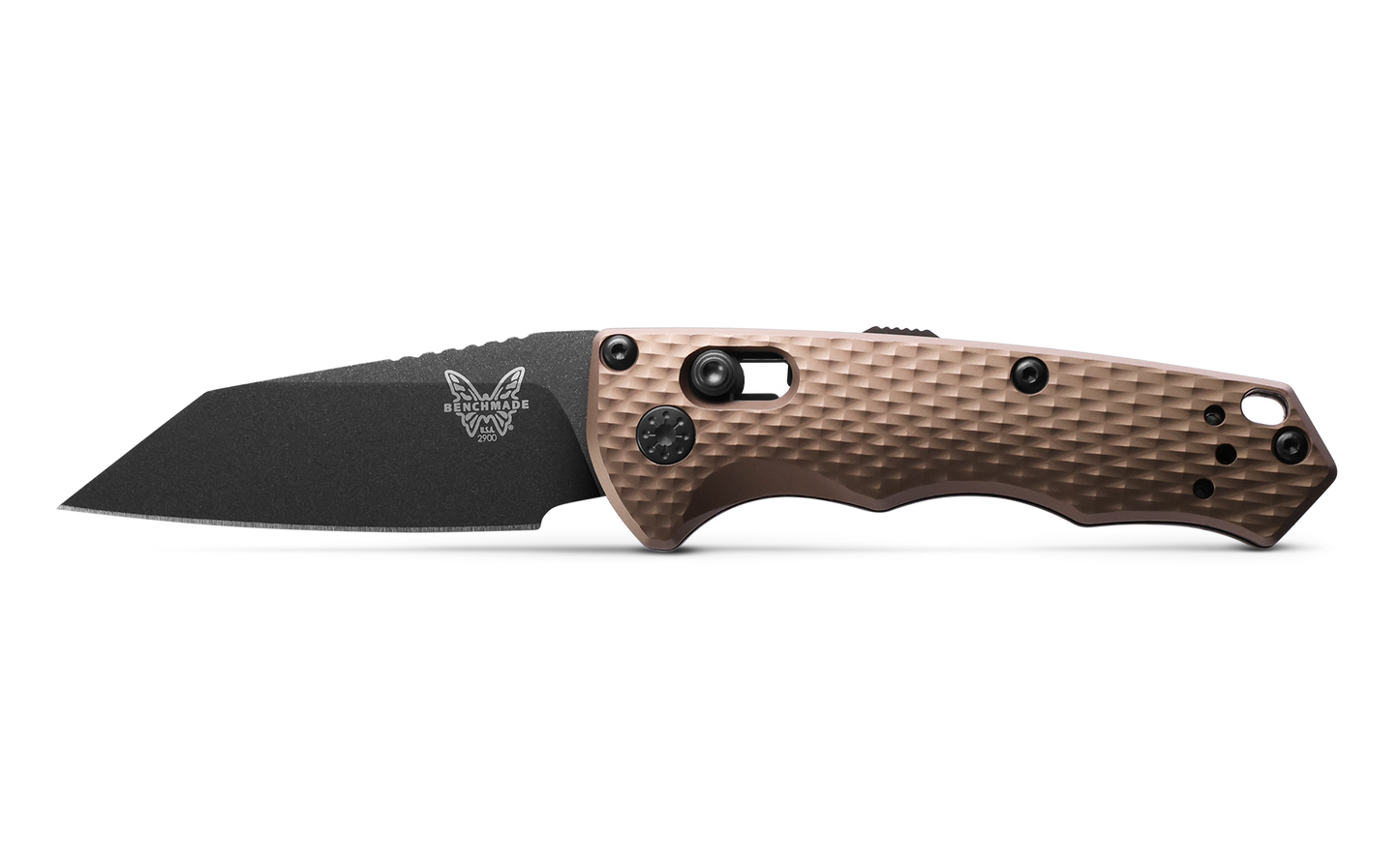 Benchmade Auto Immunity 2900BK-1 side profile open – Cobalt Black Wharncliffe blade, Auto-AXIS automatic