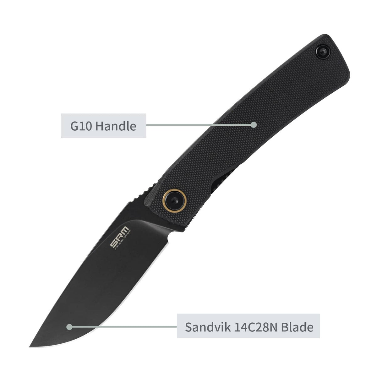 2.95" 14C28N Drop Point Liner Lock Knife – SRM Air Black Stonewash G10 EDC (105M-GB)