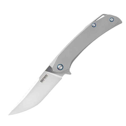 SRM Asika 1411-TZ Folding Knife – 3.90" 154CM Clip Point Blade, Titanium Frame Lock