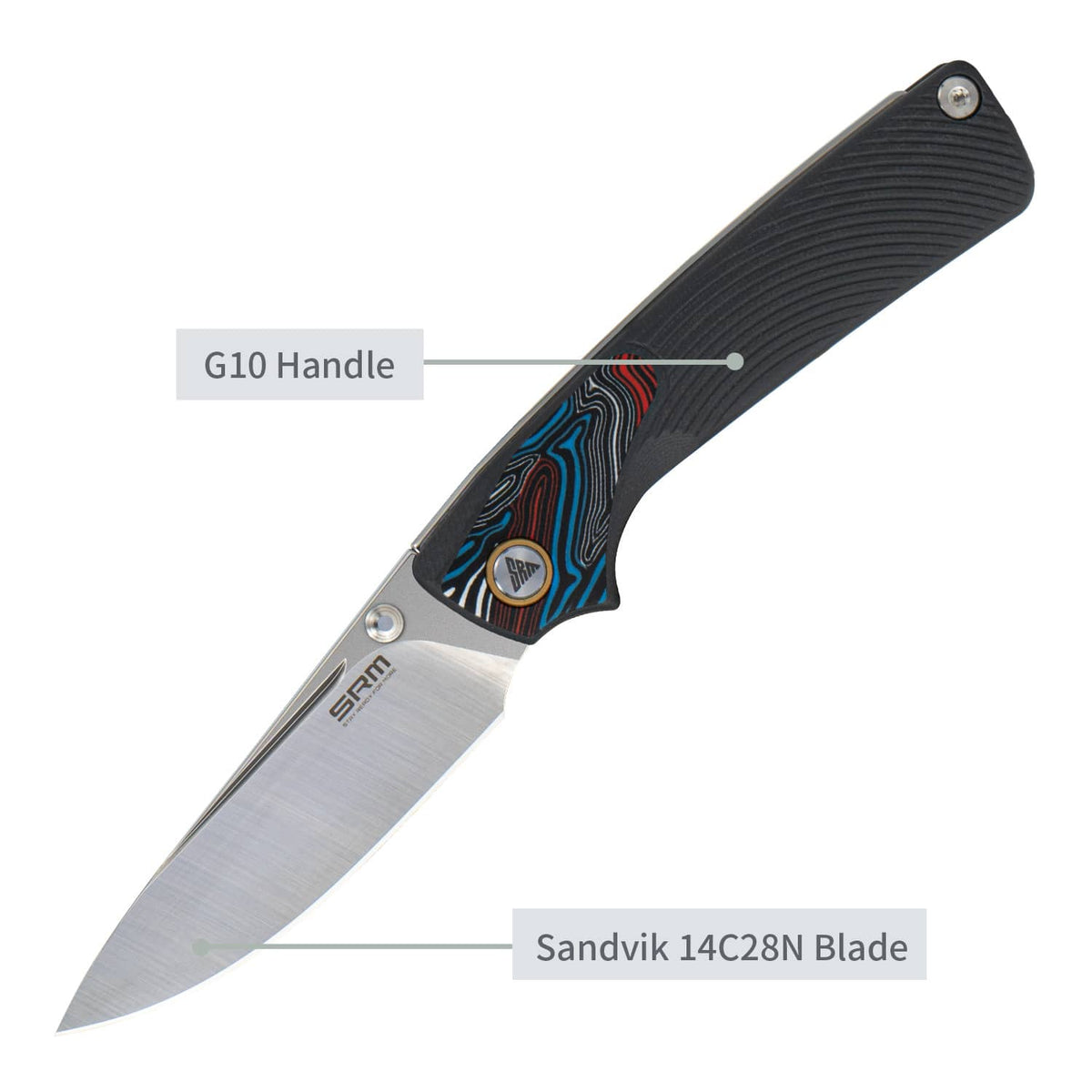 SRM Dome 2.99" 14C28N Slip Joint Folding Knife – G10 Handle (106M-GK)